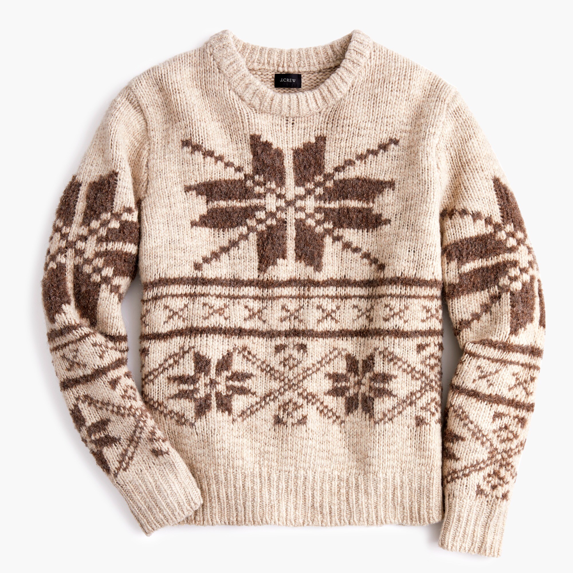 Oversized Fair Isle crewneck sweater in bouclé