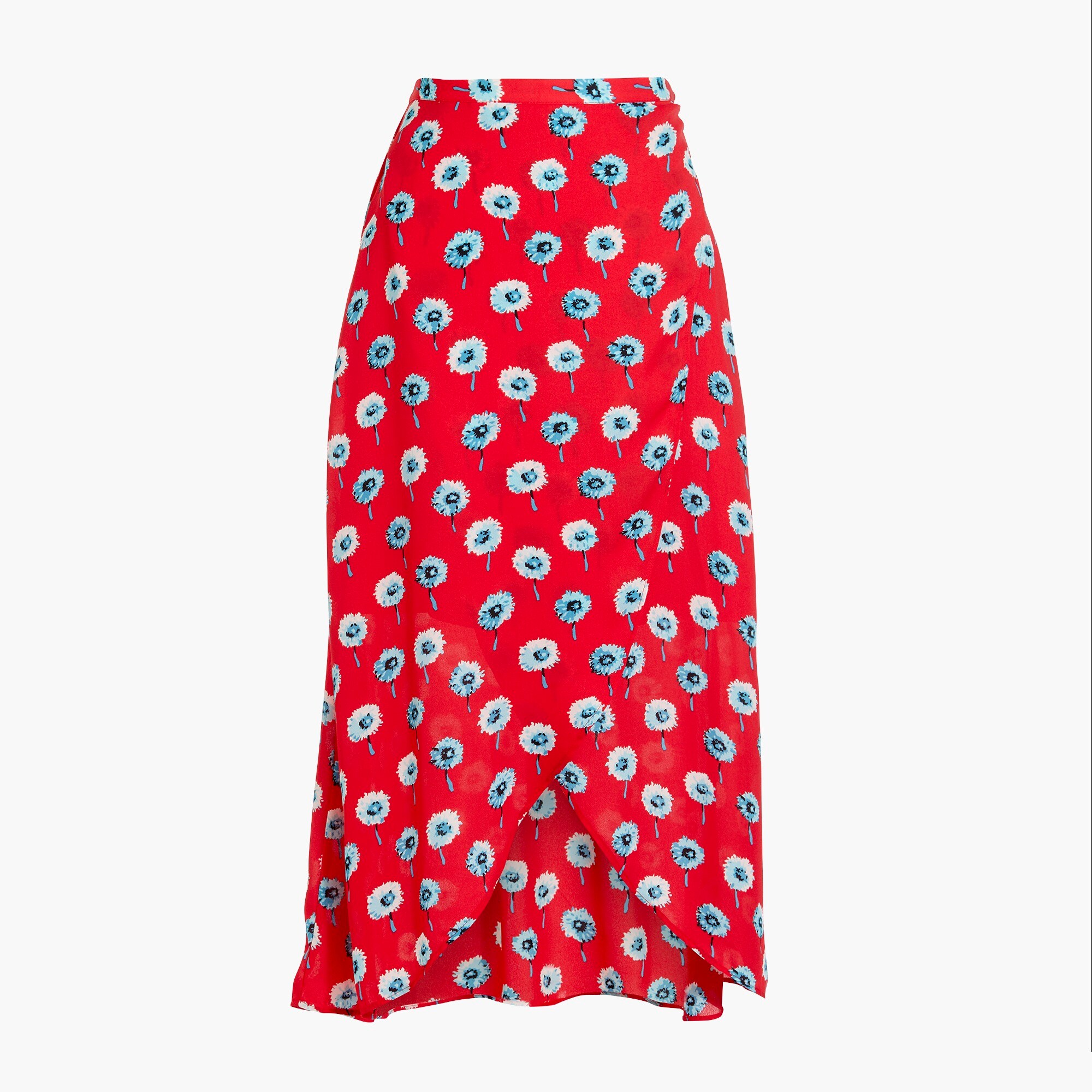 Printed faux-wrap midi skirt