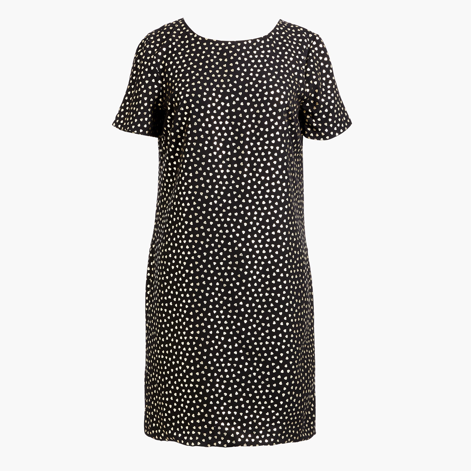 shift dress in gold heart print for women