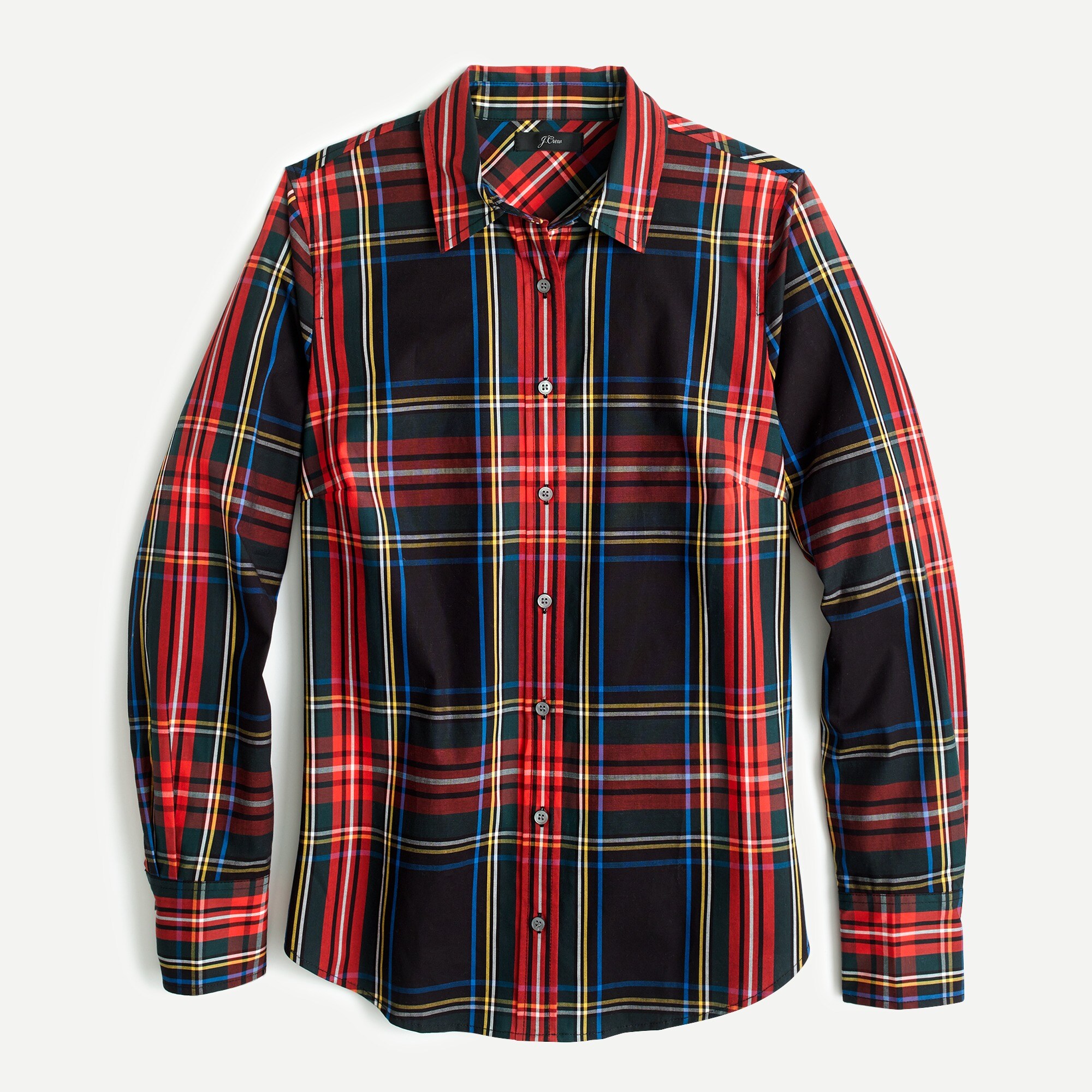Slim stretch perfect shirt in black Stewart tartan