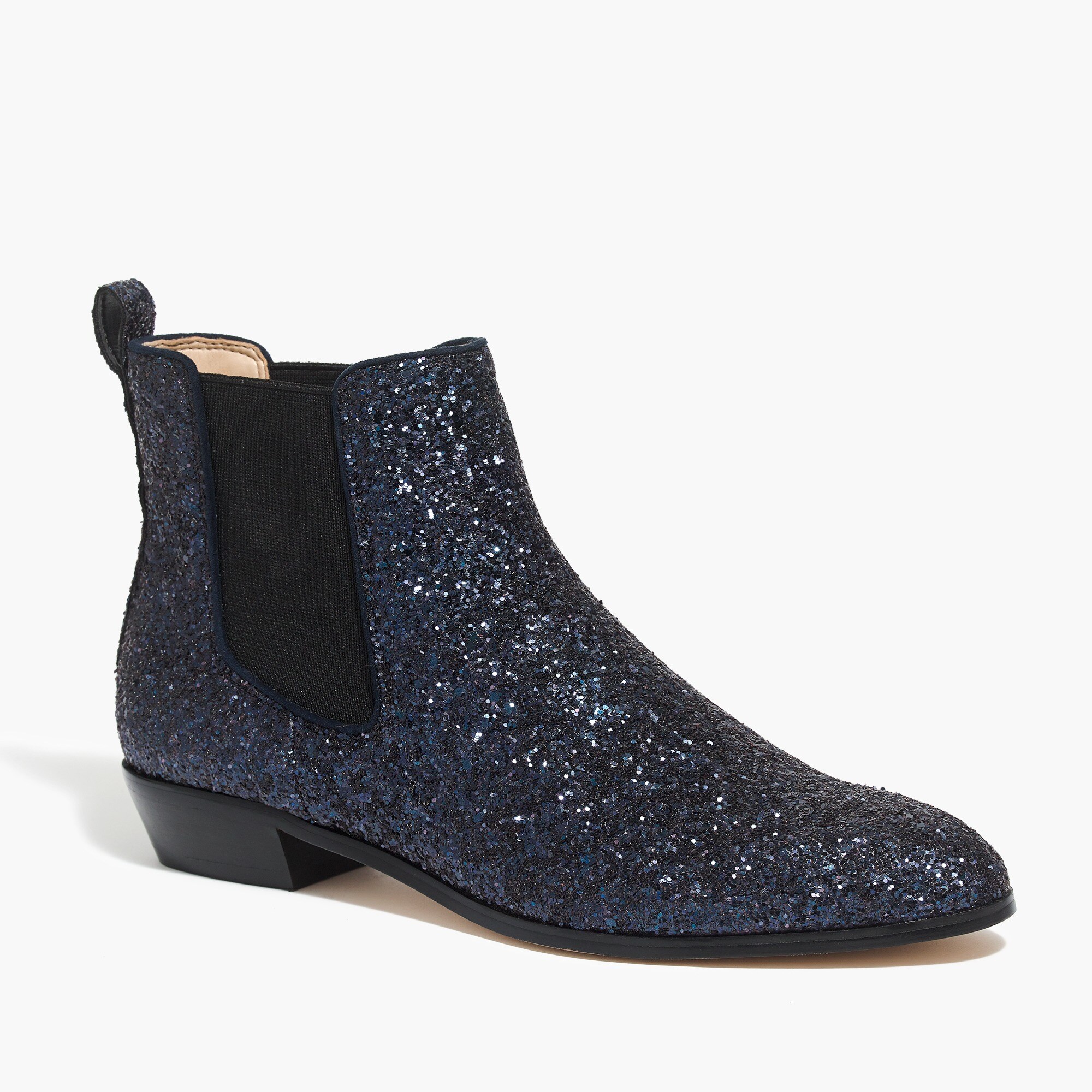 glitter-covered chelsea boots for women