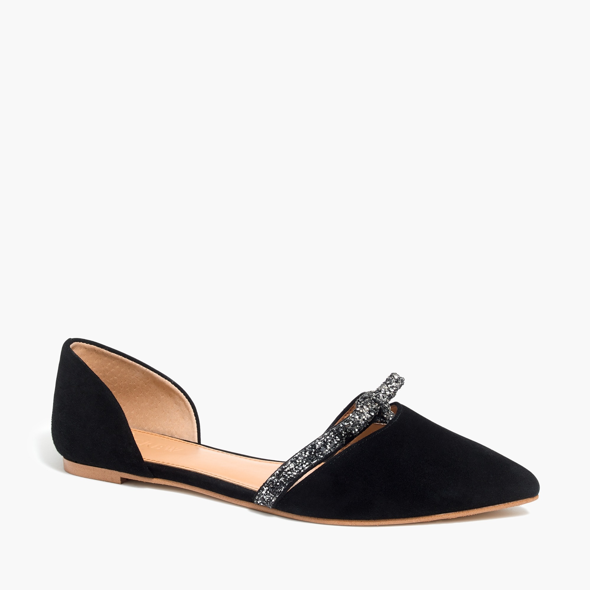 Suede d'Orsay flats with glitter bow