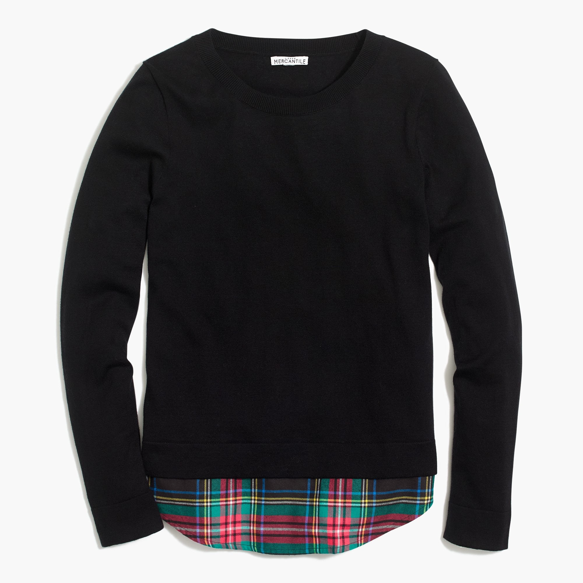 Flannel woven-hem sweater
