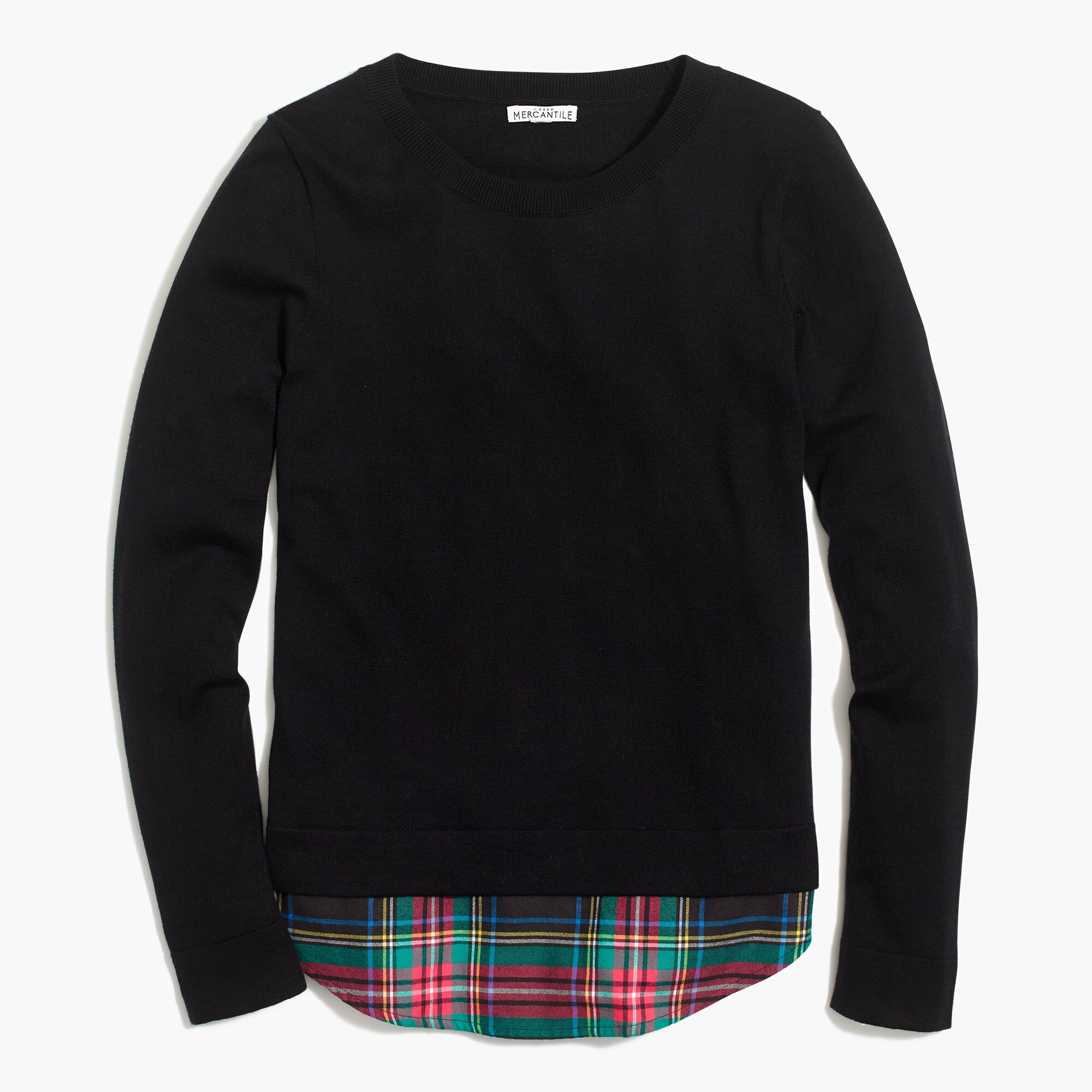 Flannel woven-hem sweater