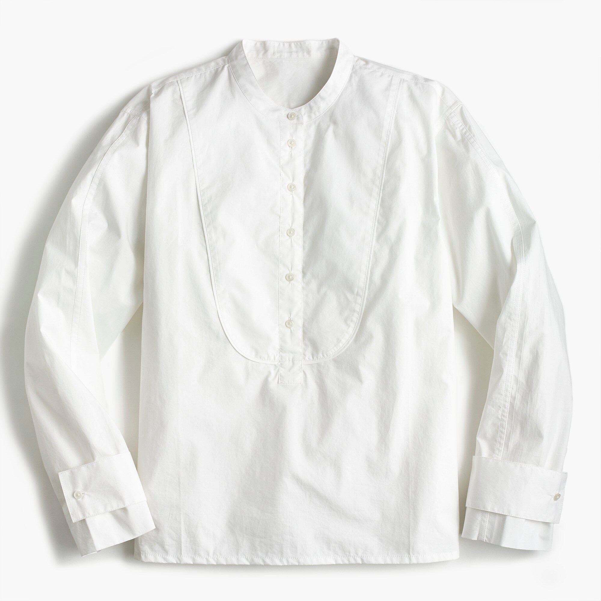 tuxedo popover in stretch cotton poplin - women's shirts, right side, view zoomed