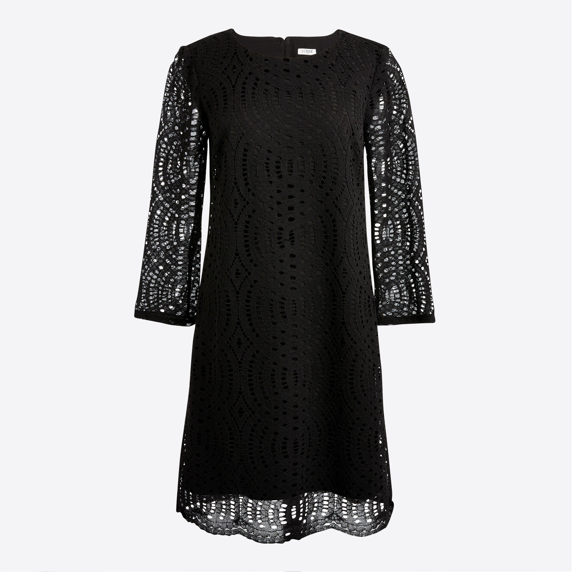 Three-quarter sleeve lace shift dress