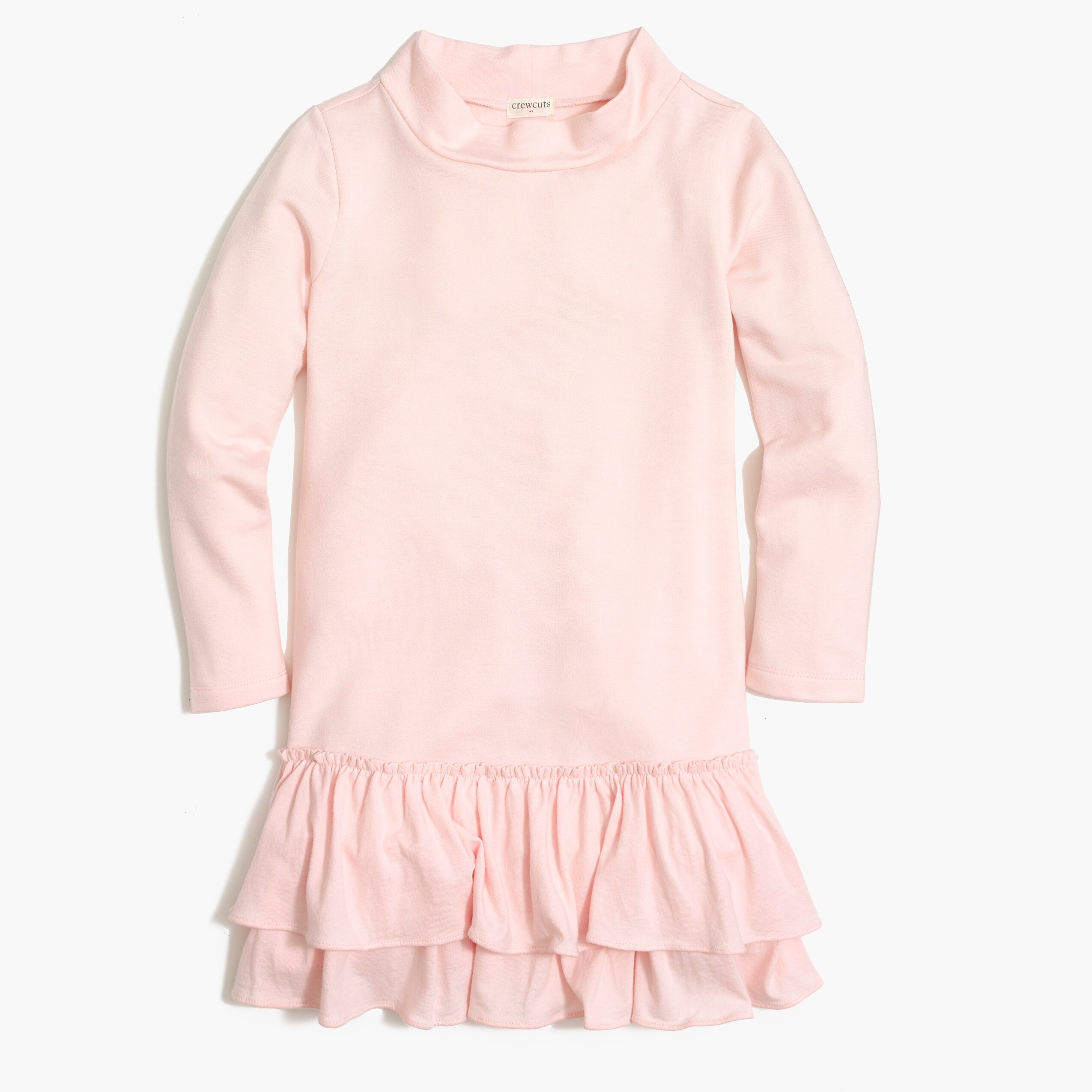 girls' mockneck sweatshirt dress with ruffle hem for girls