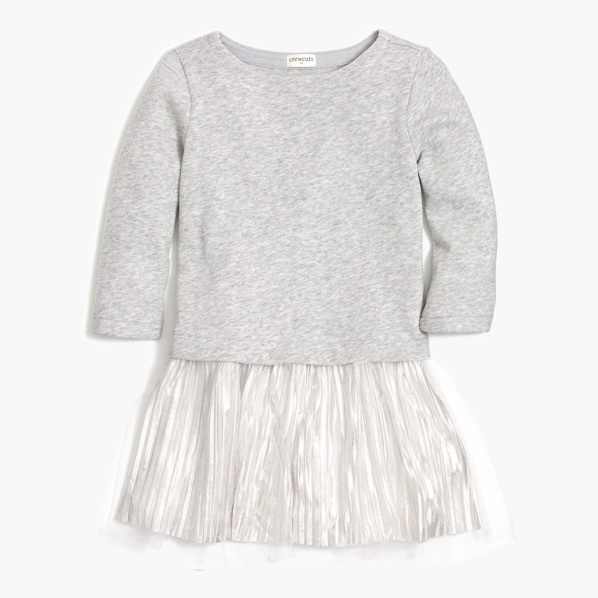Girls' sweatshirt dress with pleated shimmer bottom