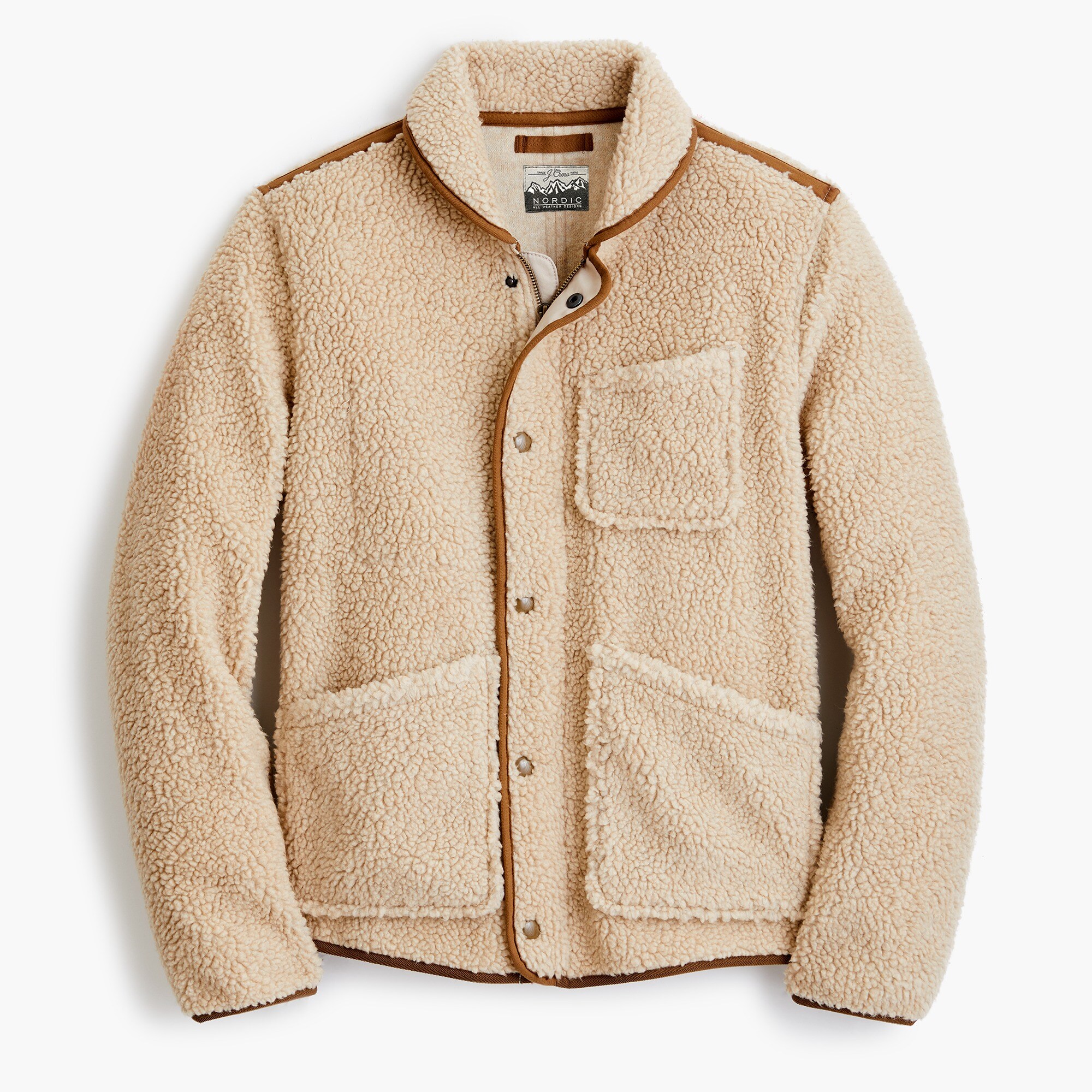 Nordic sherpa fleece shawl-collar jacket