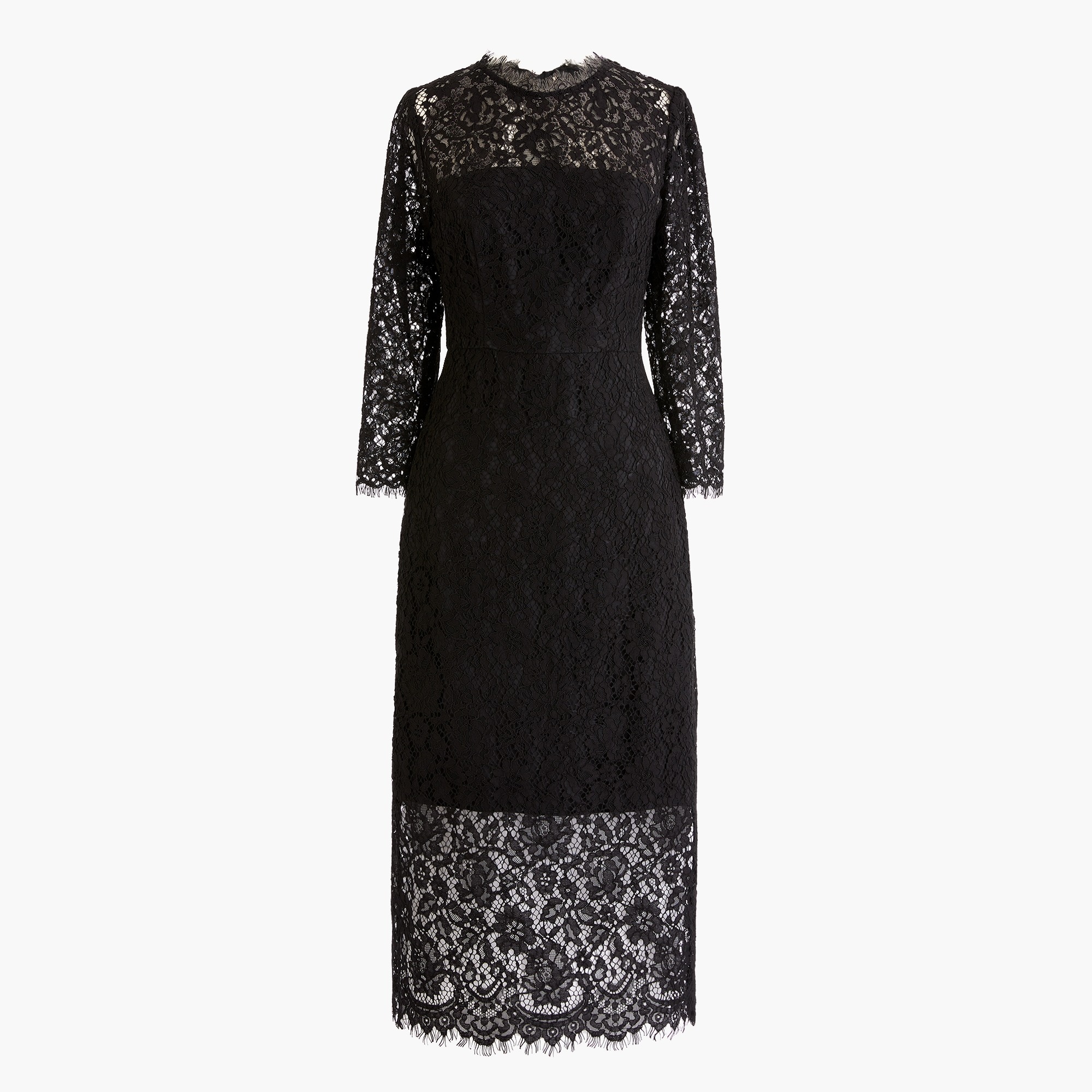  Long-sleeve lace sheath dress
