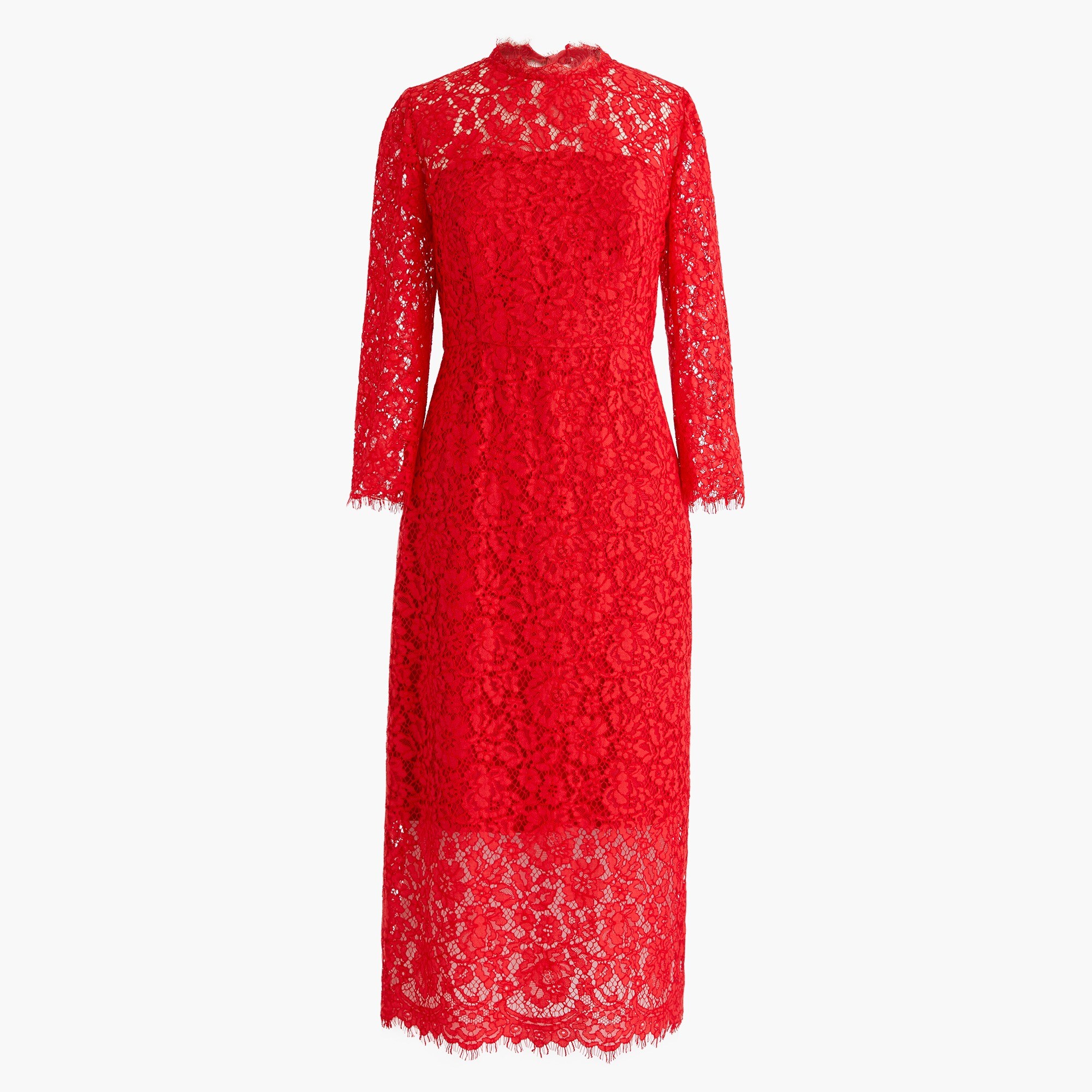 Long-sleeve lace sheath dress