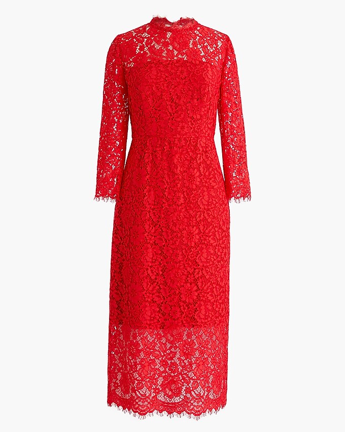 j.crew: long-sleeve lace sheath dress for women, right side, view zoomed