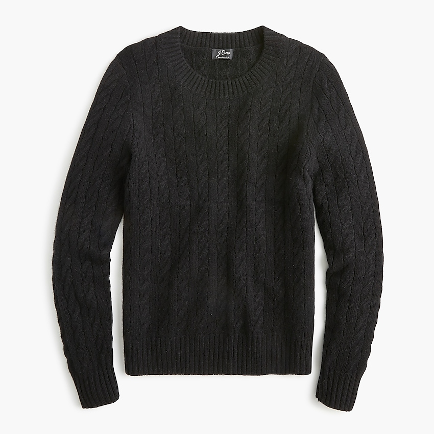 j.crew: cable crewneck sweater in everyday cashmere for women, right side, view zoomed