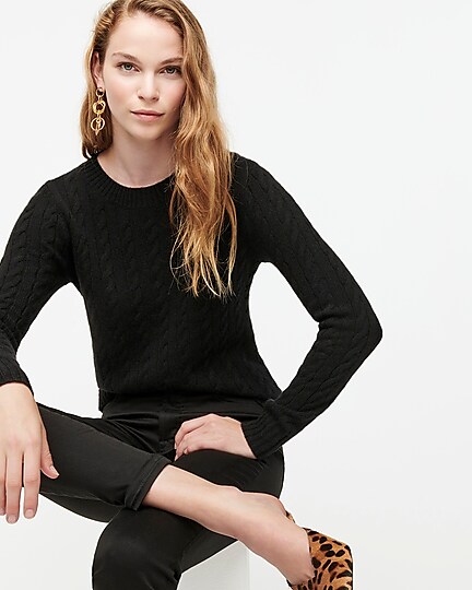 j.crew: cable crewneck sweater in everyday cashmere for women
