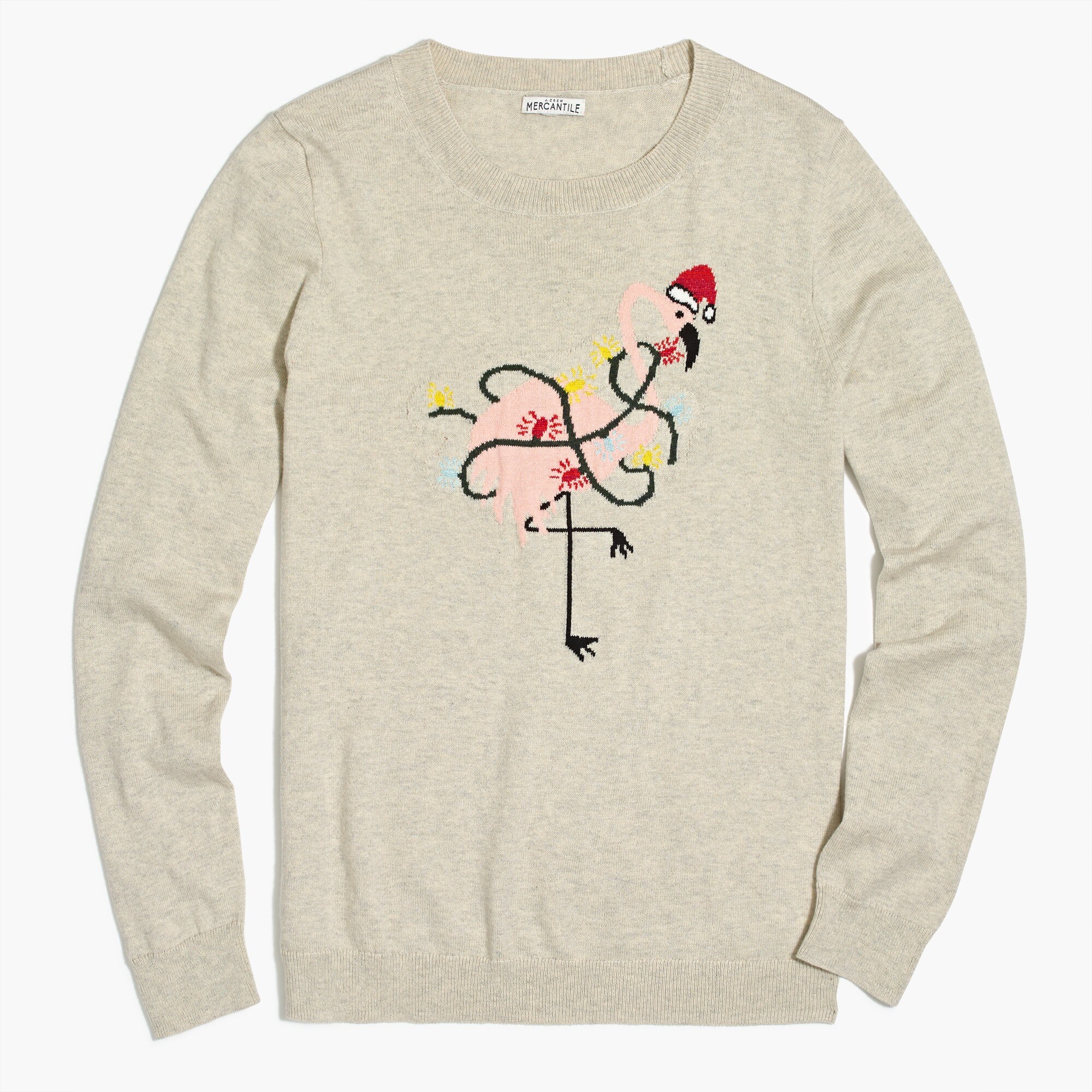 holiday flamingo teddie sweater for women