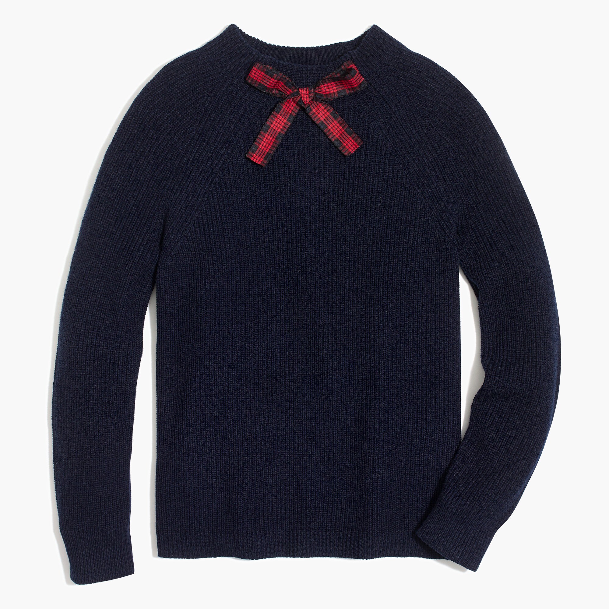 Tartan bow-neck sweater