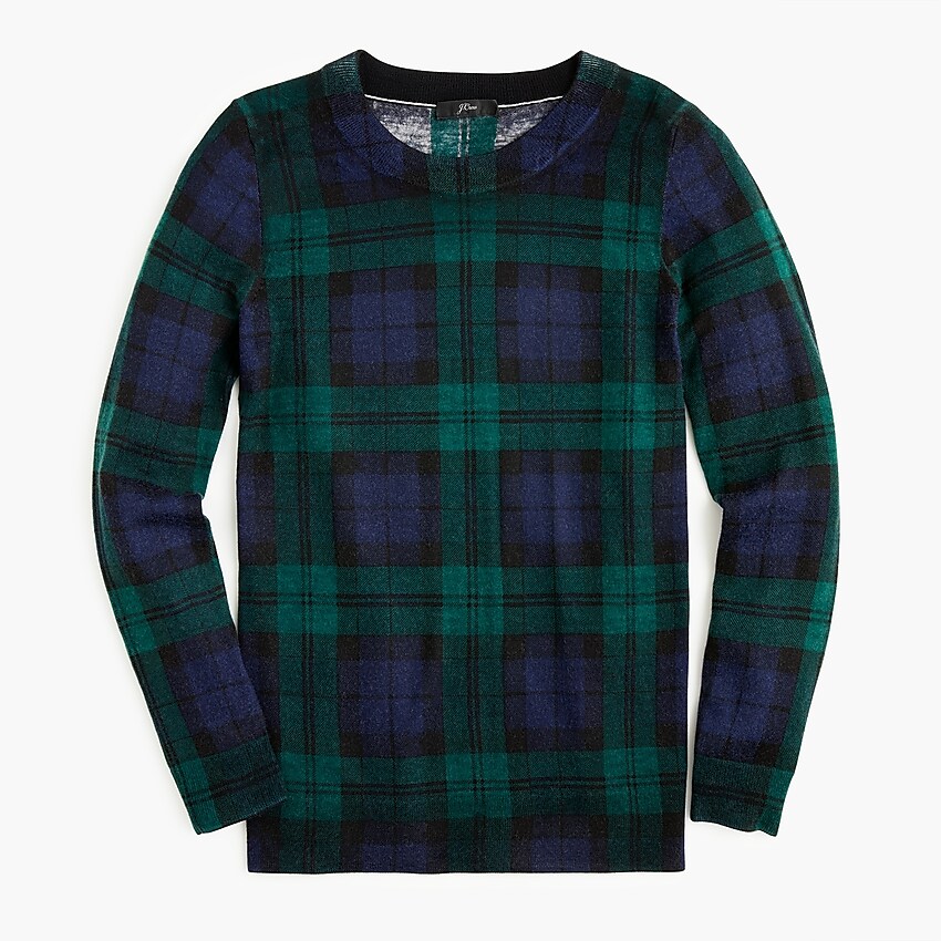 j.crew: tippi sweater in blackwatch plaid, right side, view zoomed