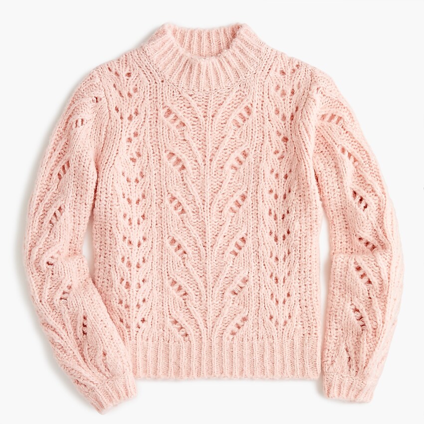 j.crew: point sur pointelle knit crewneck sweater, right side, view zoomed