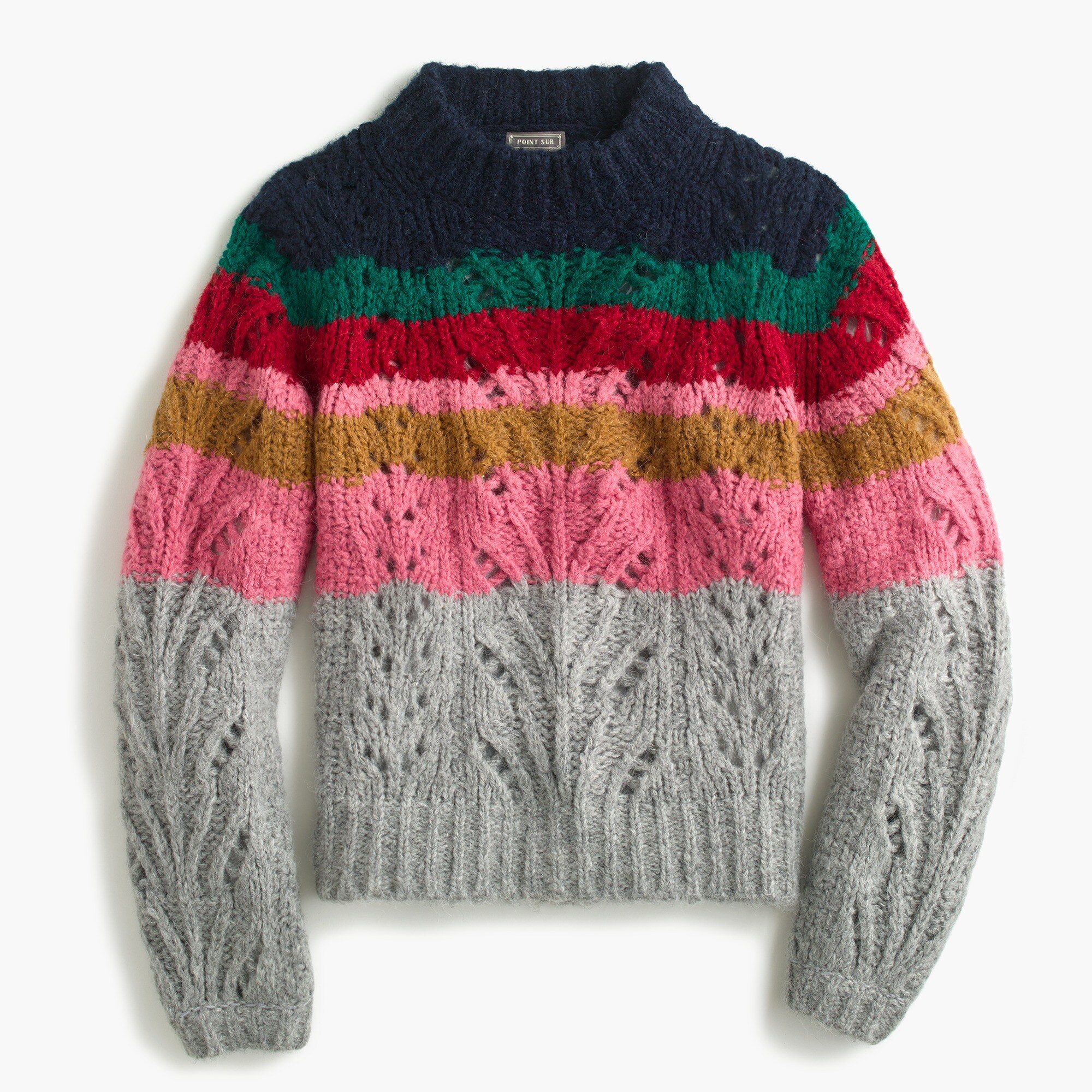 Point Sur pointelle knit crewneck sweater in colorblock