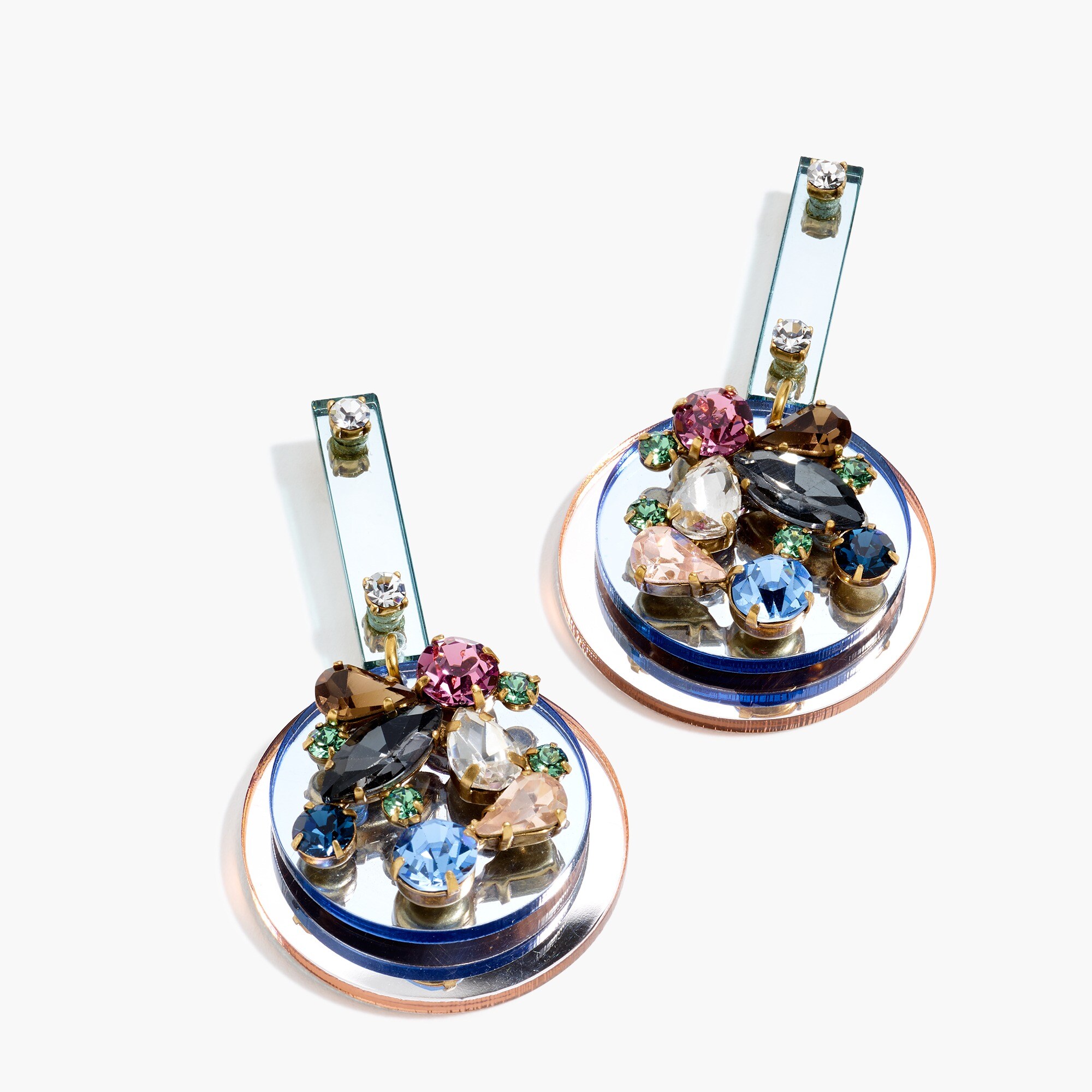 Crystal and lucite mirror earrings 