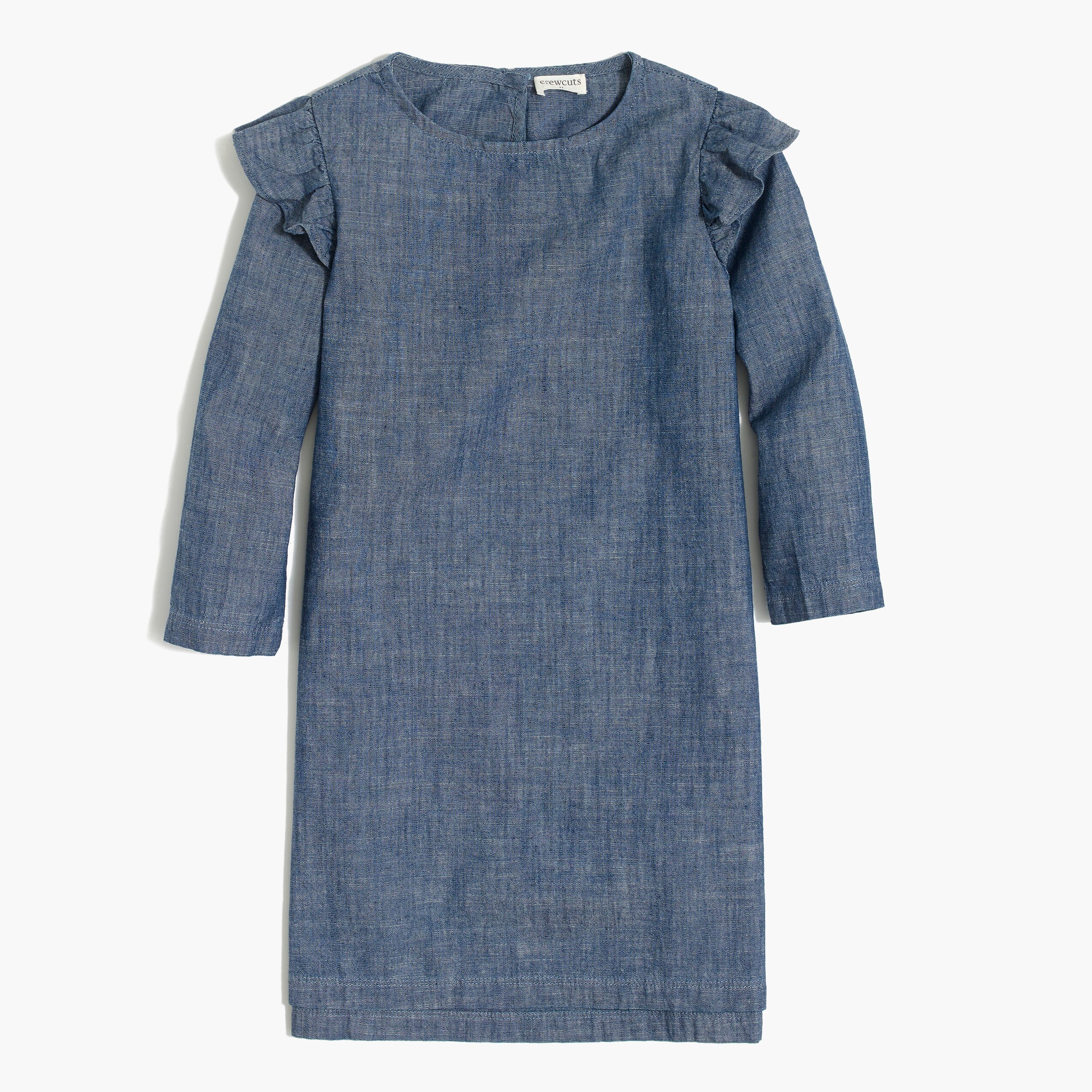 Girls' flutter-shoulder chambray dress
