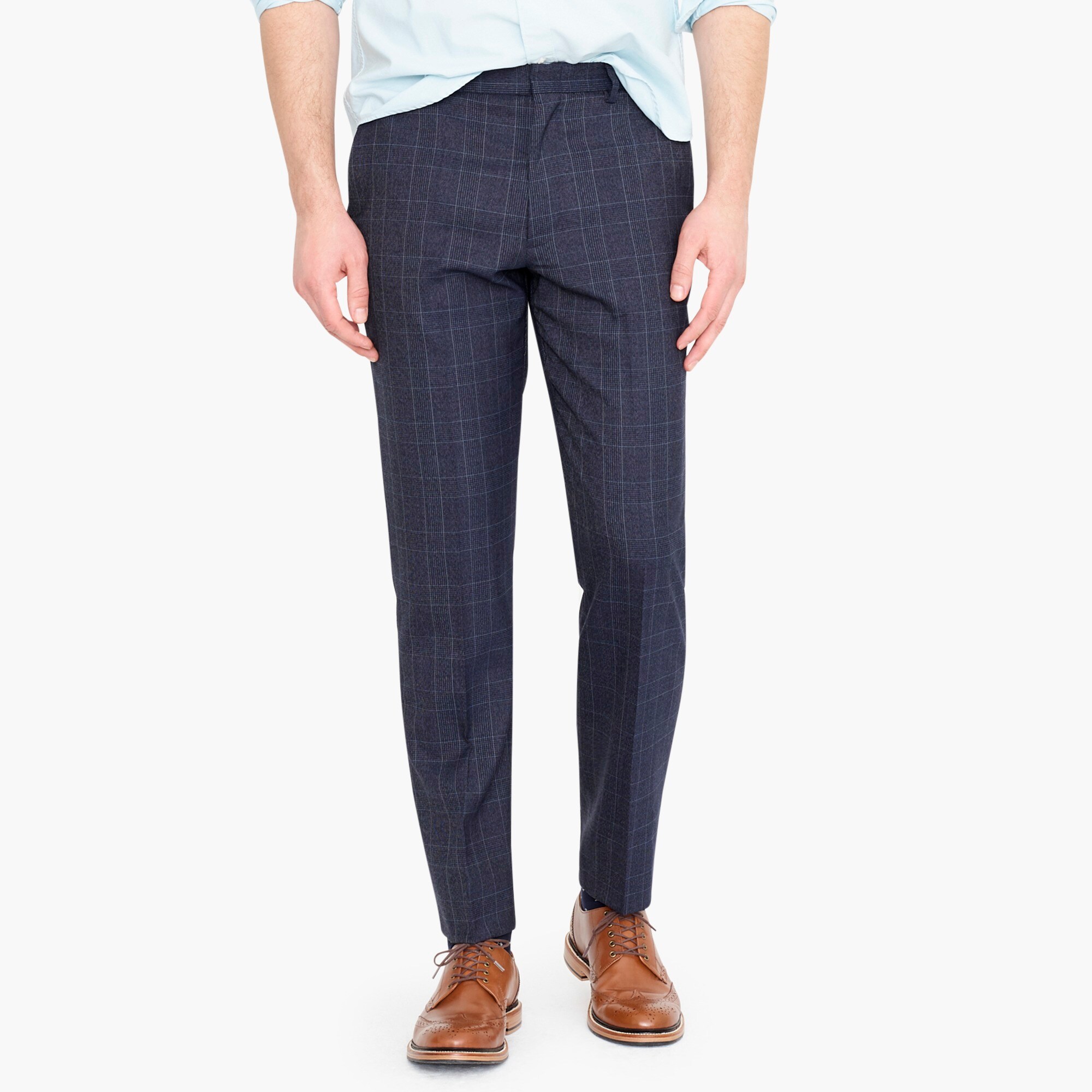 mens Ludlow Classic-fit suit pant in Pacific glen plaid four-season wool