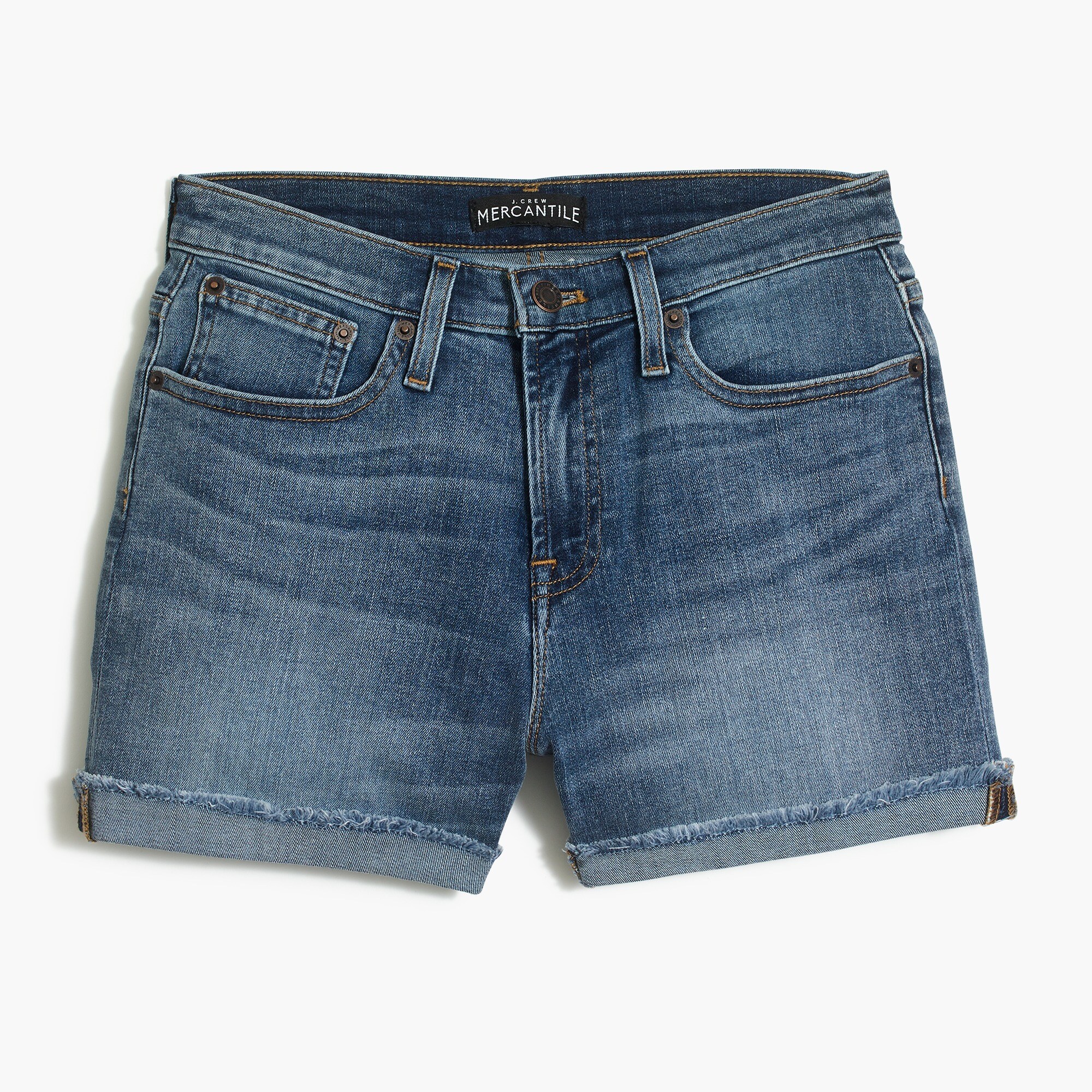 High-rise denim cutoff short