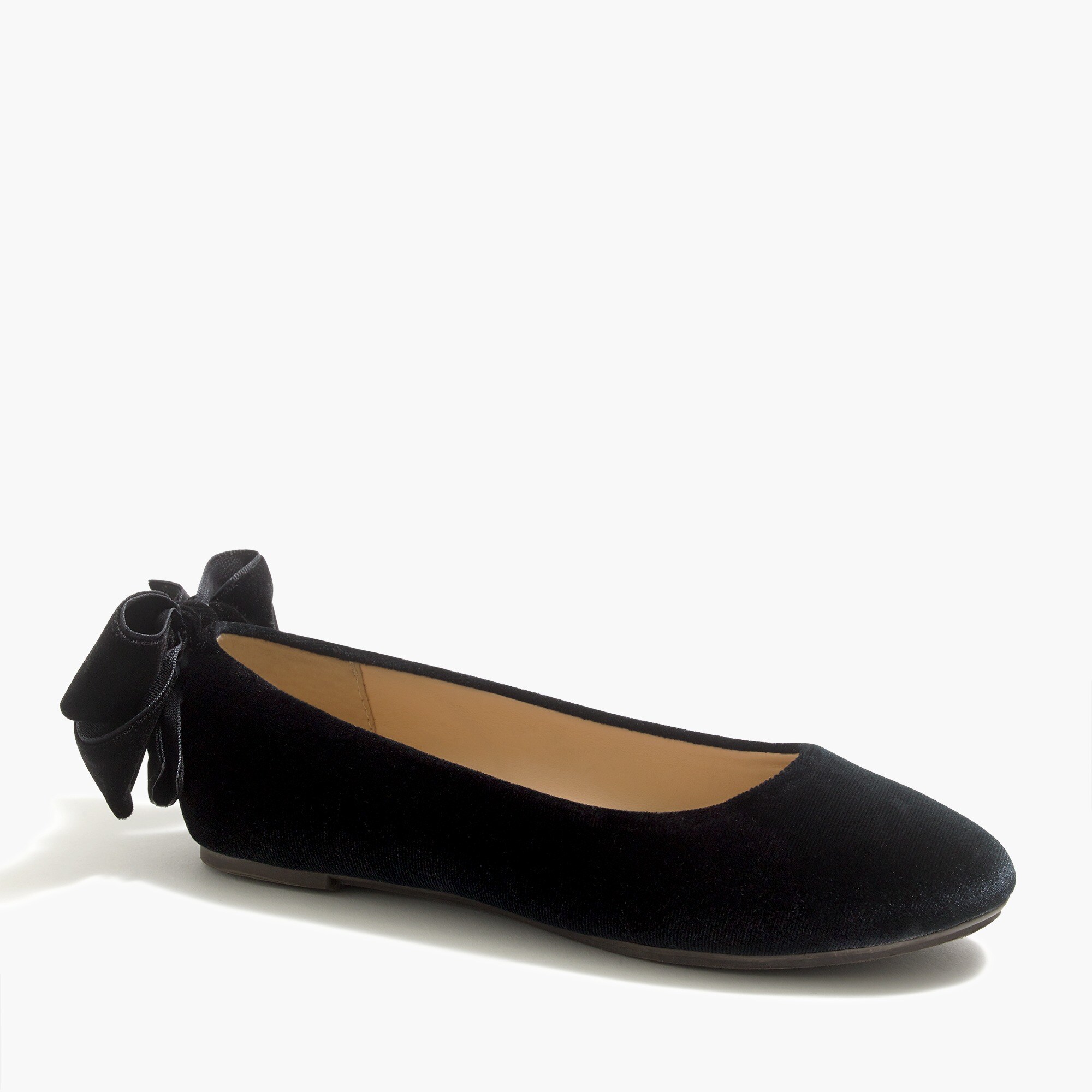 Girls' velvet bow-back ballet flats