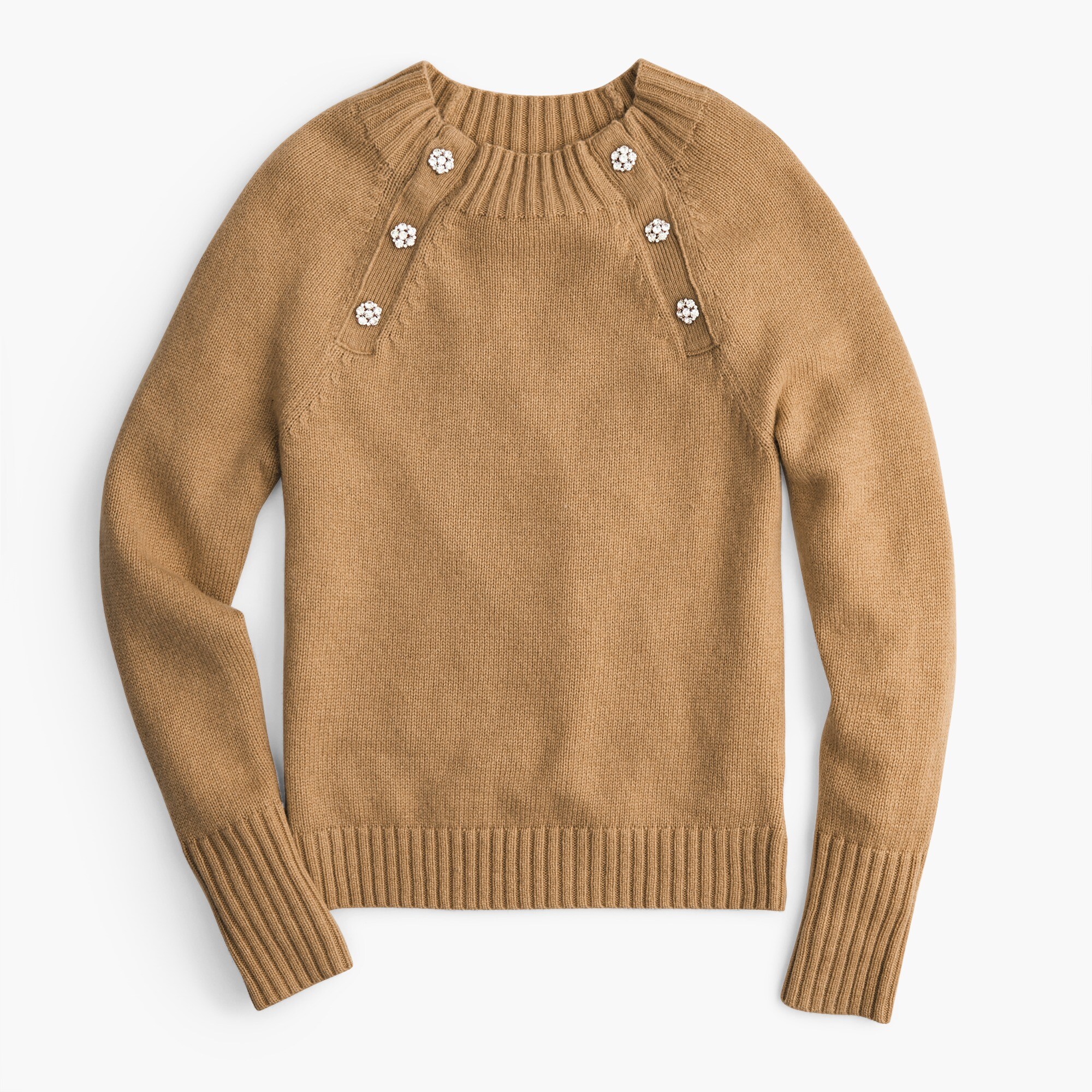 Crewneck sweater with jeweled buttons