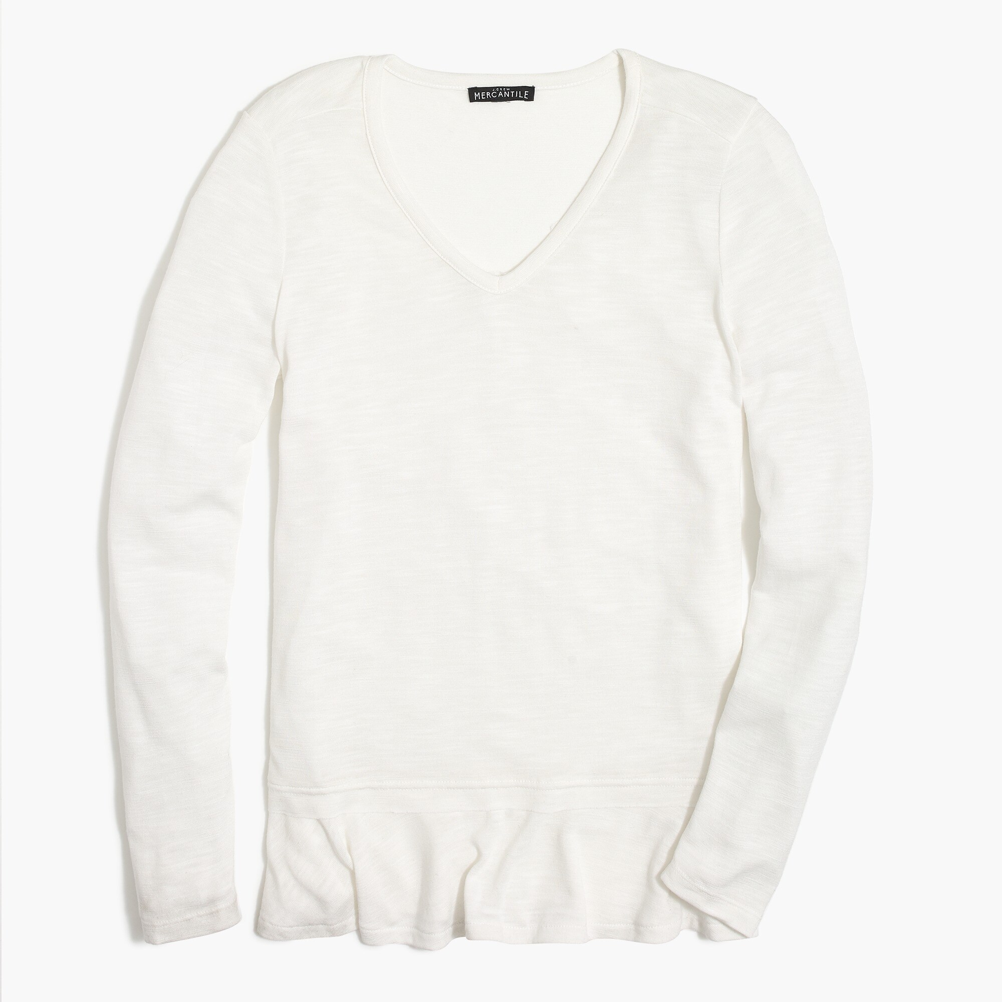 V-neck tee with ruffle-hem