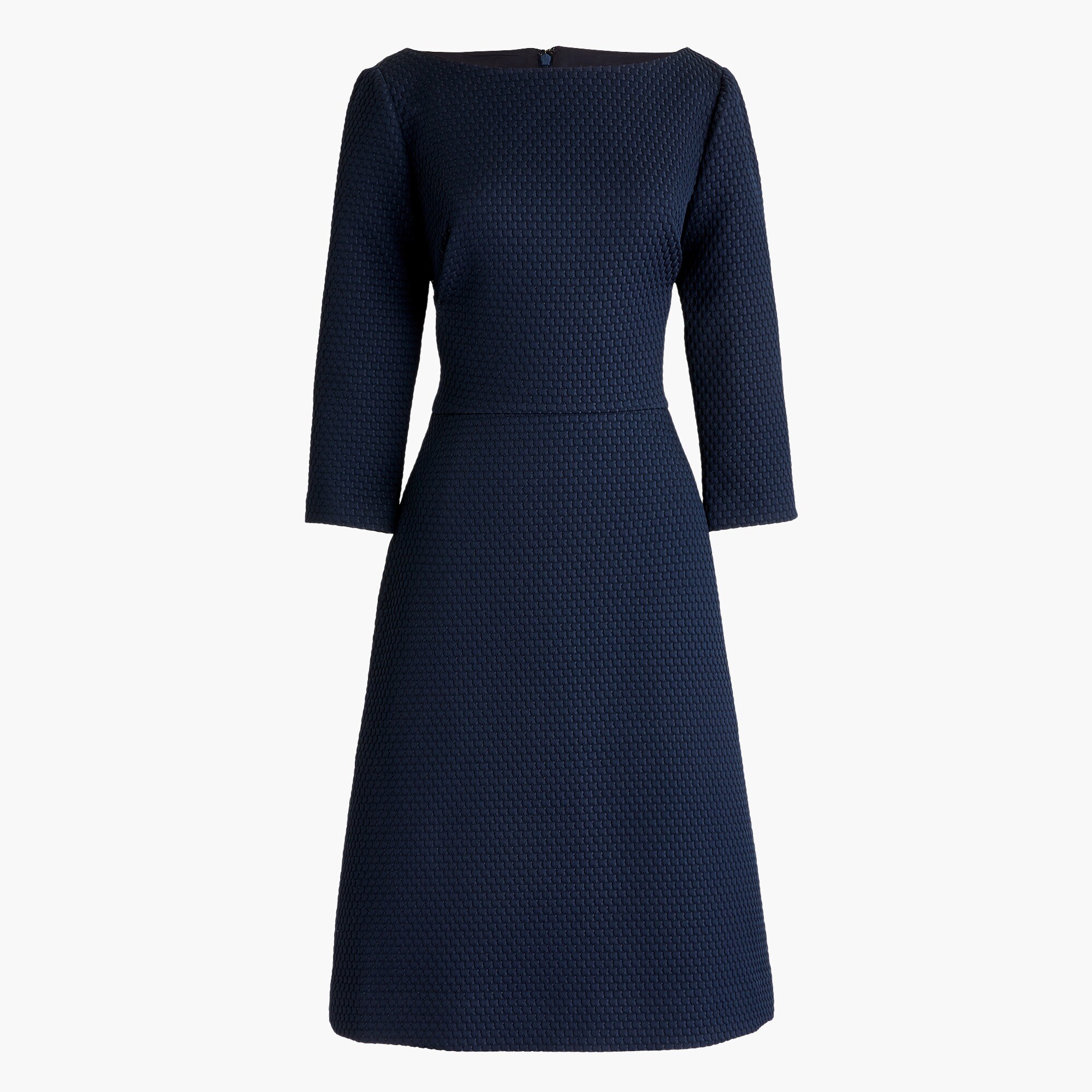 Boatneck sheath dress in matelassé