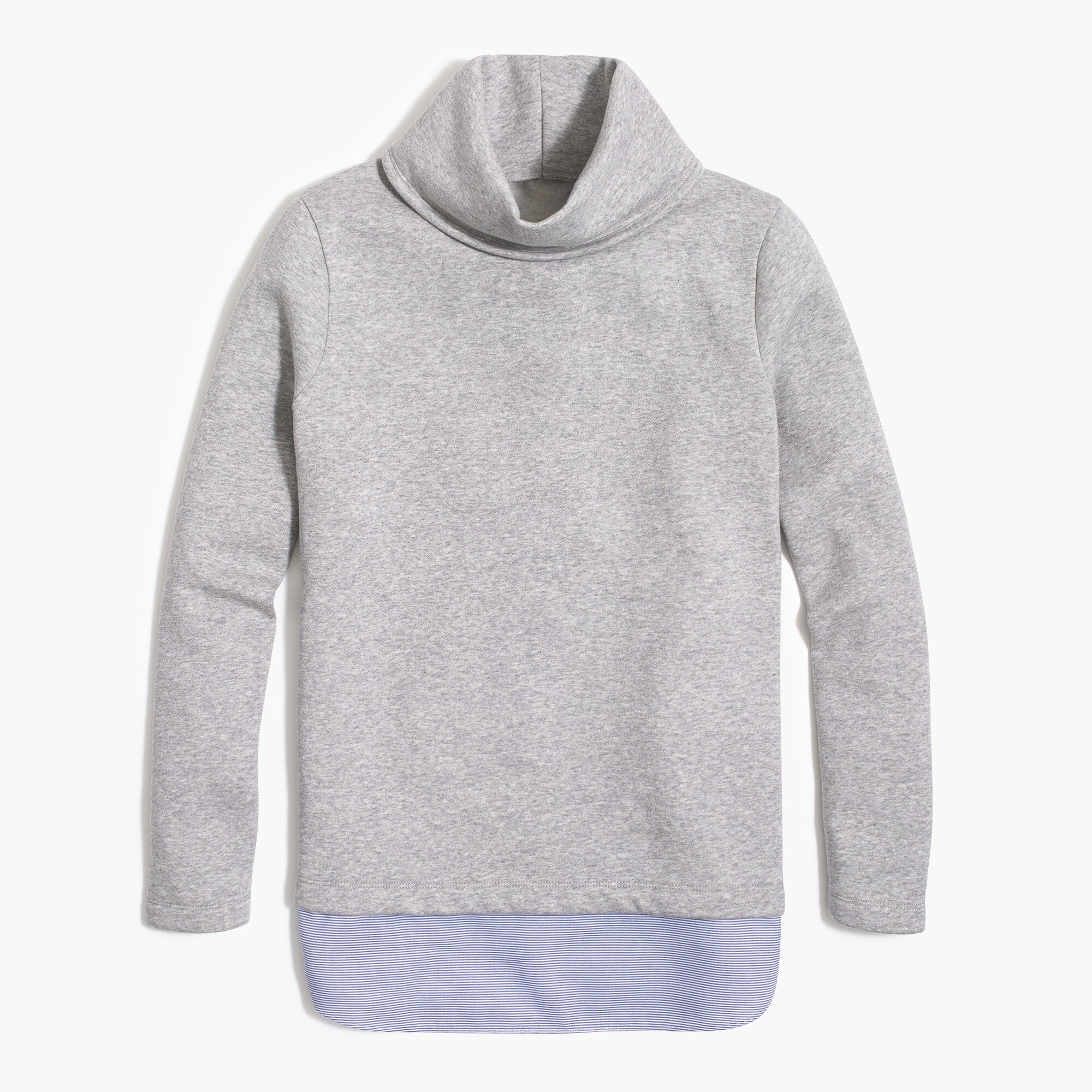 Funnelneck pullover with woven hem