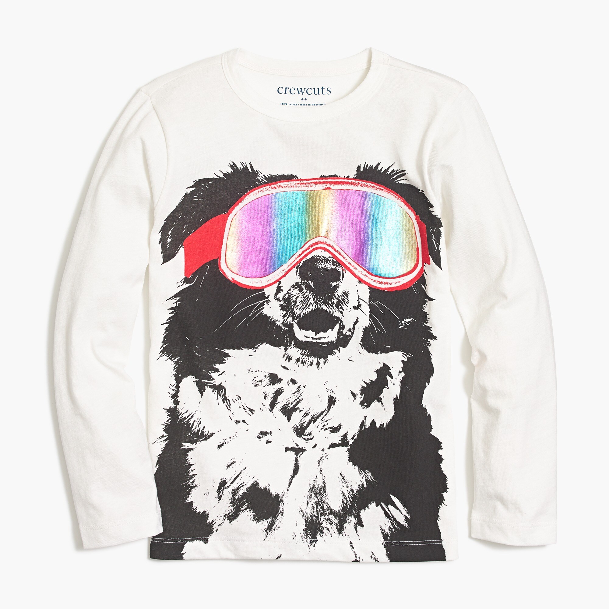 Boys' long-sleeve dog in ski goggles graphic tee