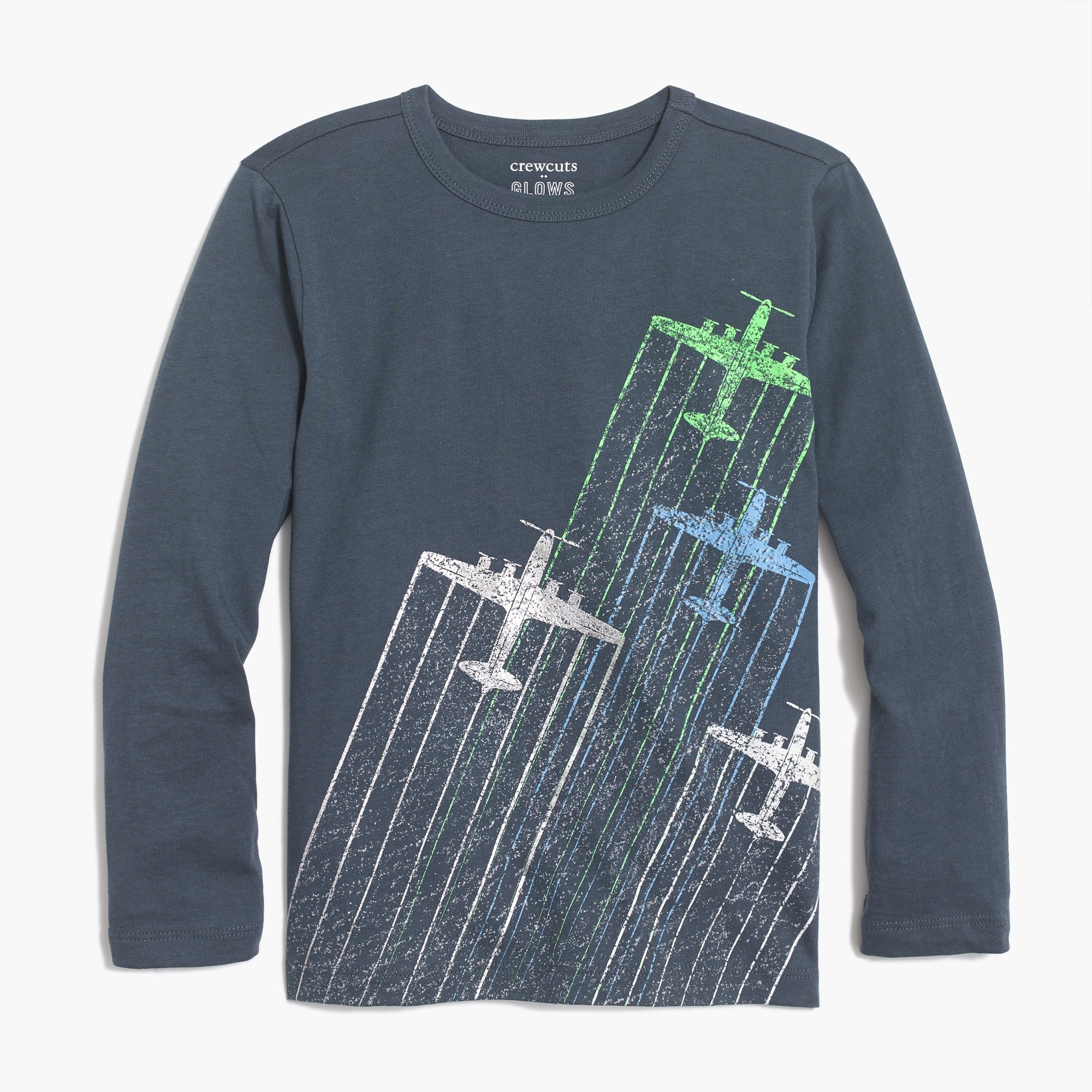 Boys' long-sleeve jets glow-in-the-dark graphic tee