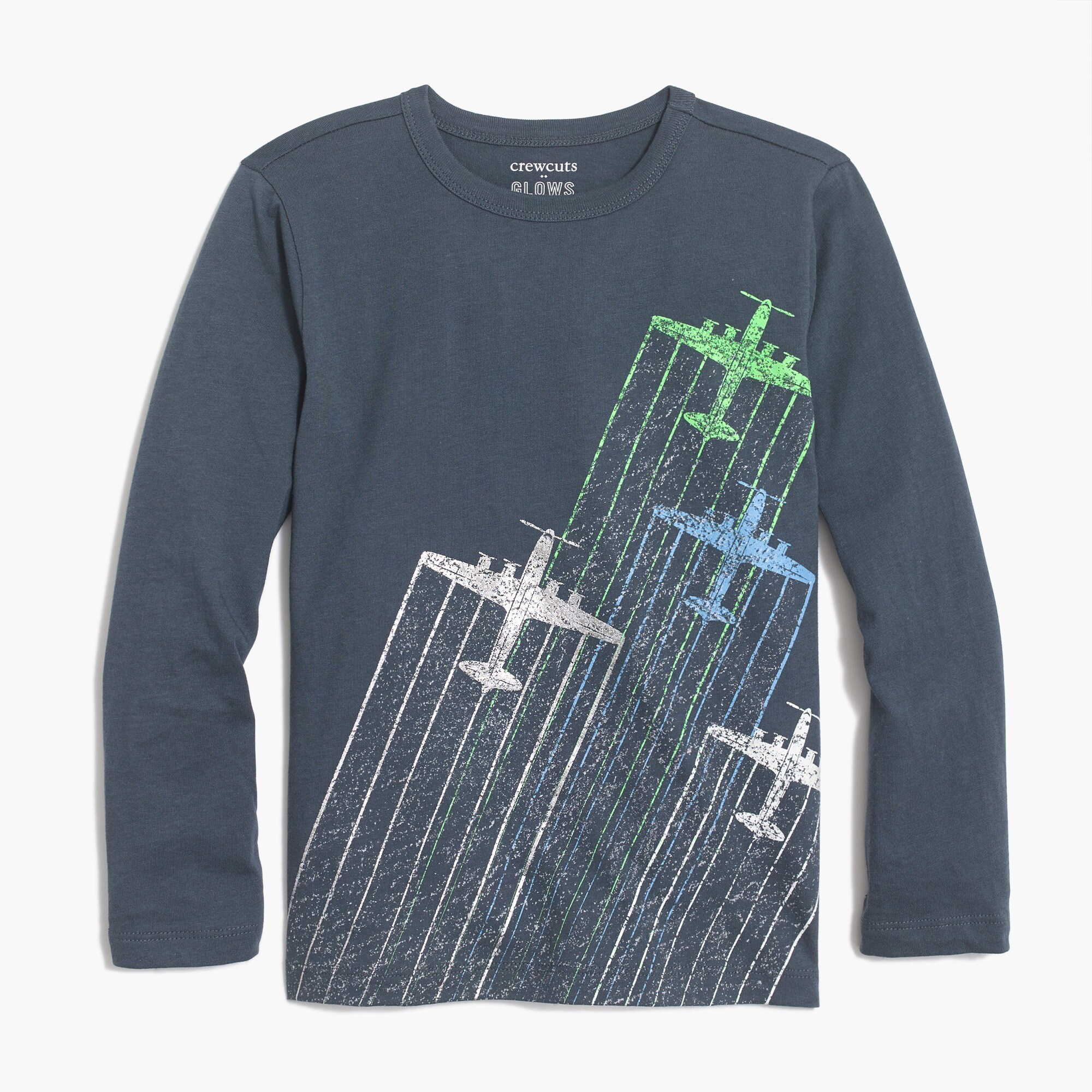 Boys' long-sleeve jets glow-in-the-dark graphic tee