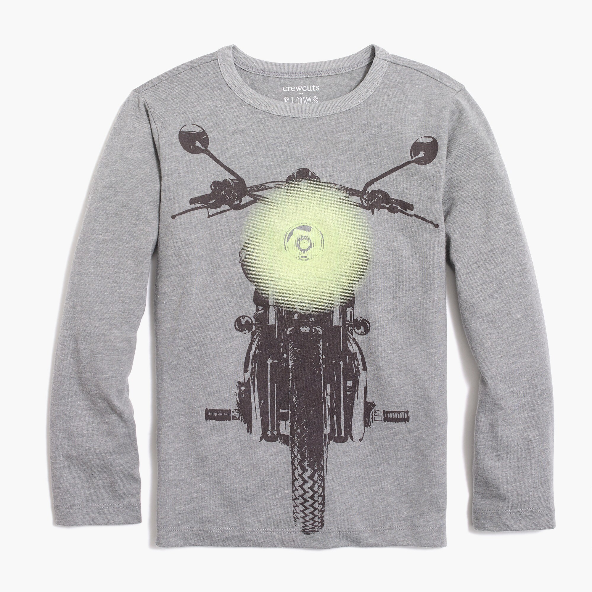 Boys' long-sleeve motorcycle glow-in-the-dark graphic tee