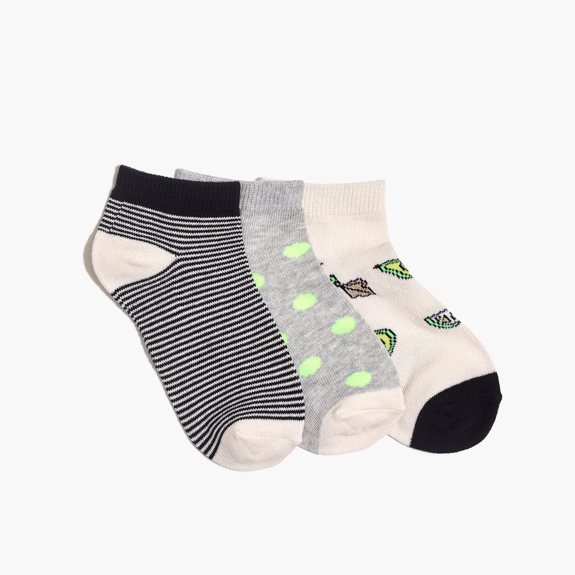 Girls' avocado ankle sock three-pack