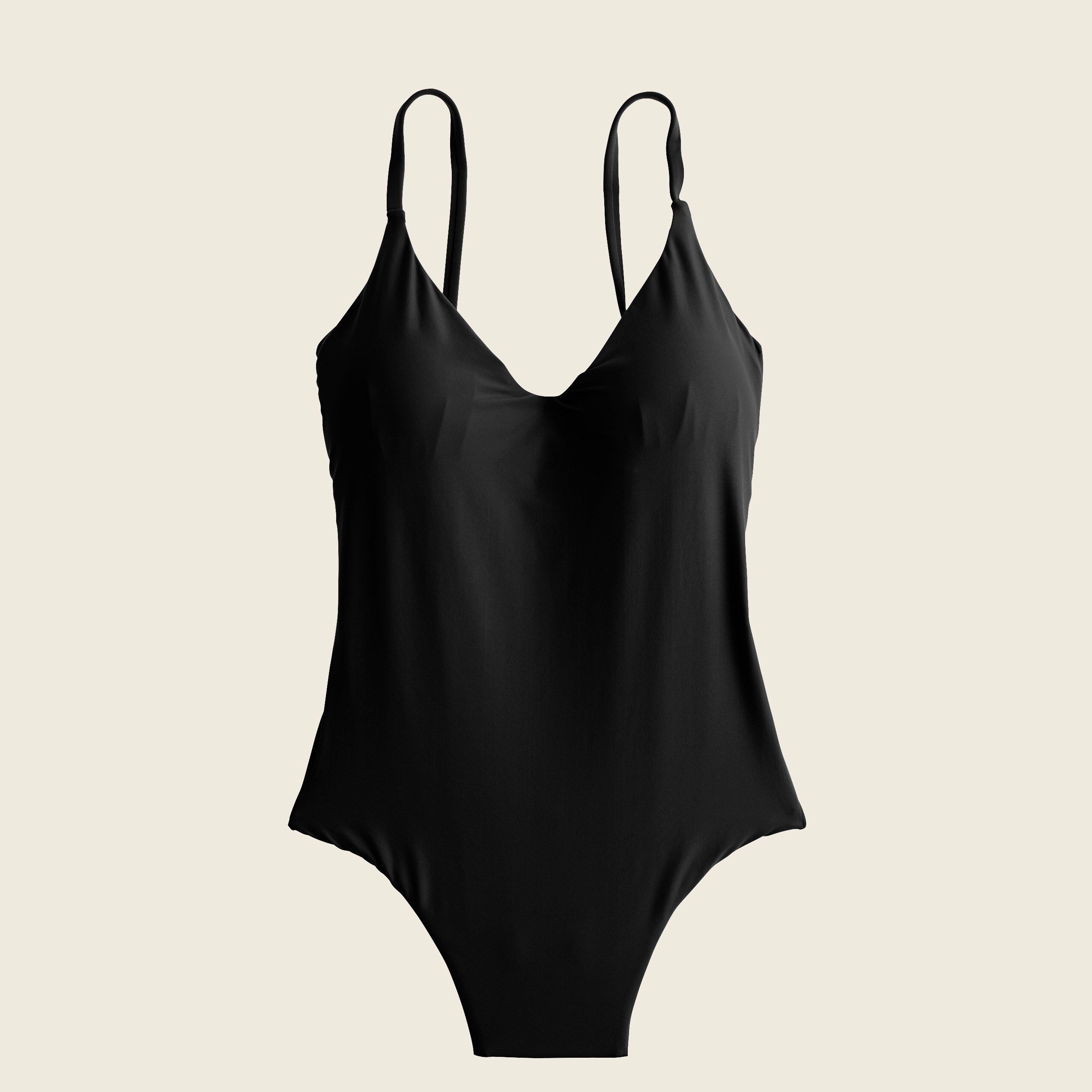 Rounded V-neck one-piece swimsuit