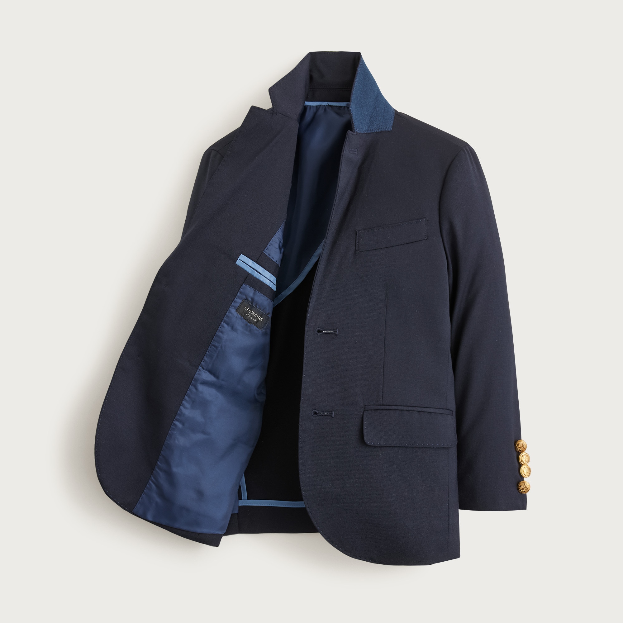 Boys' Ludlow two-button blazer in navy wool blend