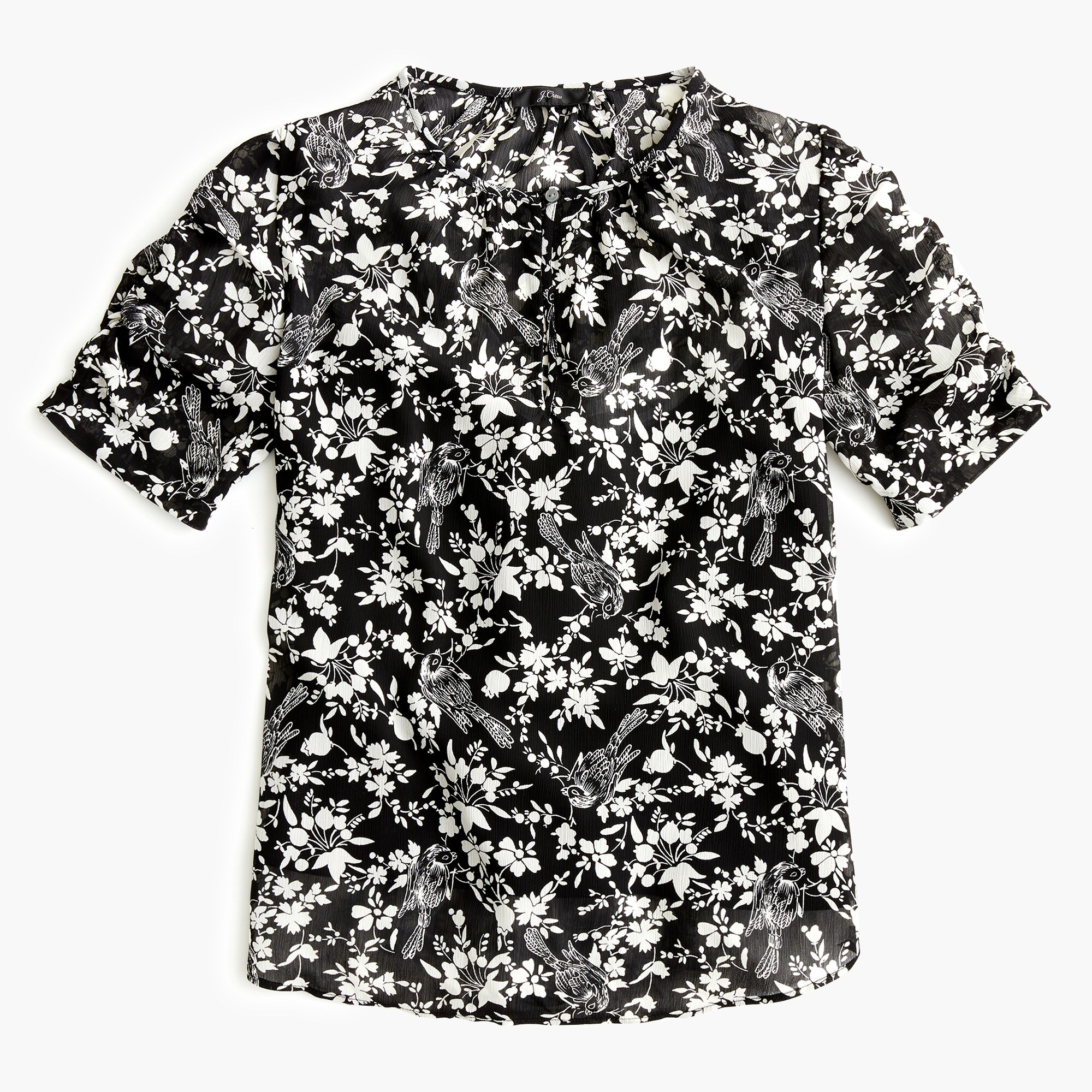  Ruched-sleeve top in floral print
