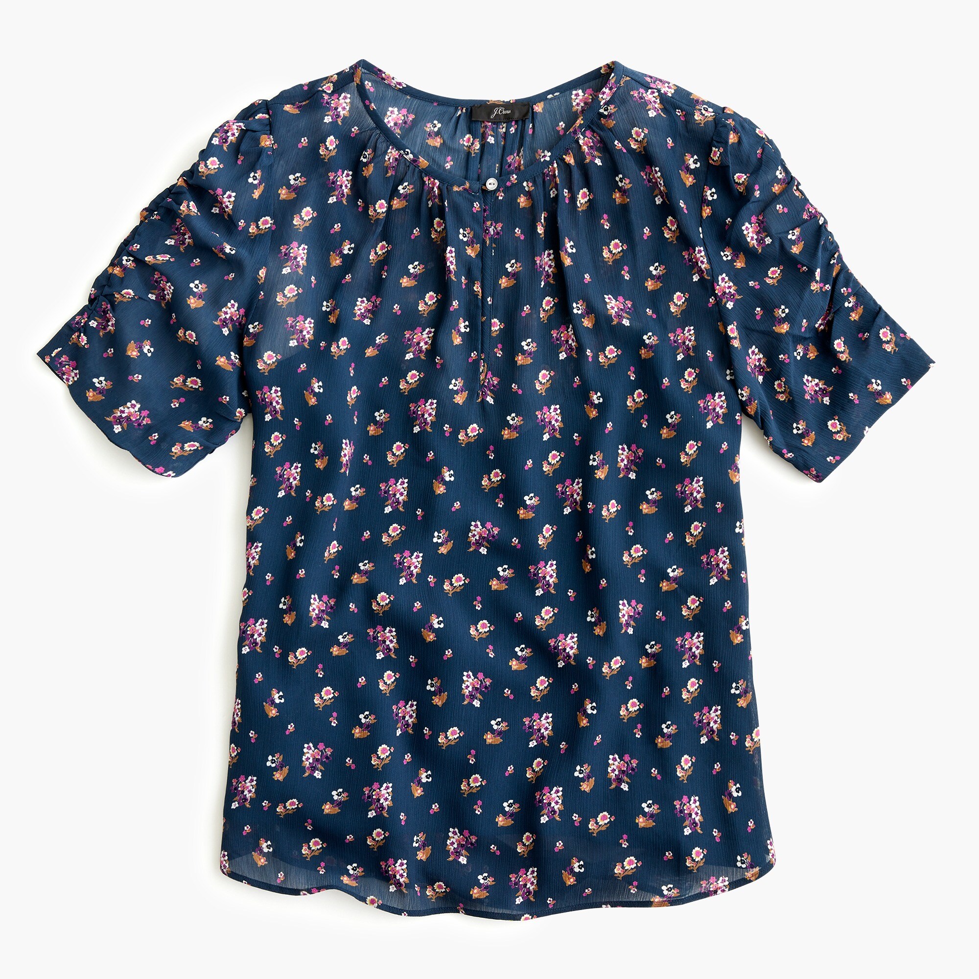  Ruched-sleeve top in ditsy floral