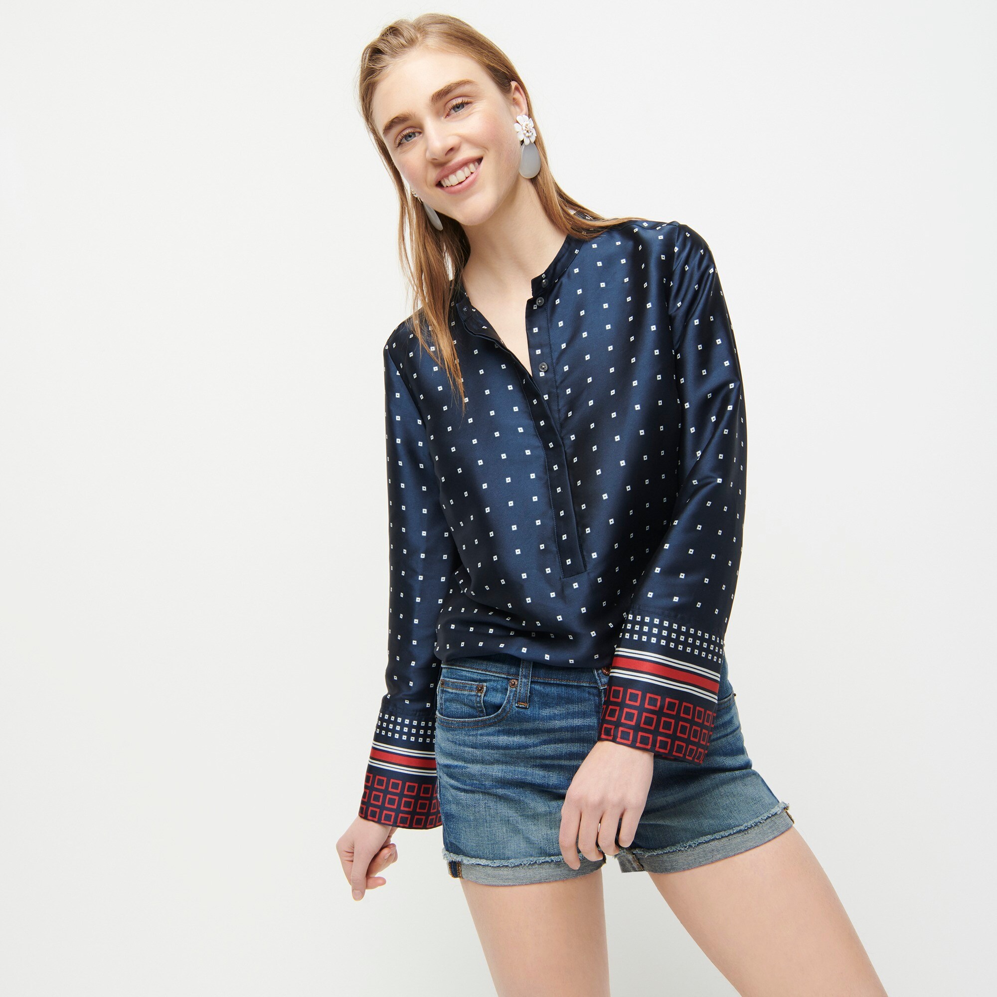 j crew high rise denim shorts