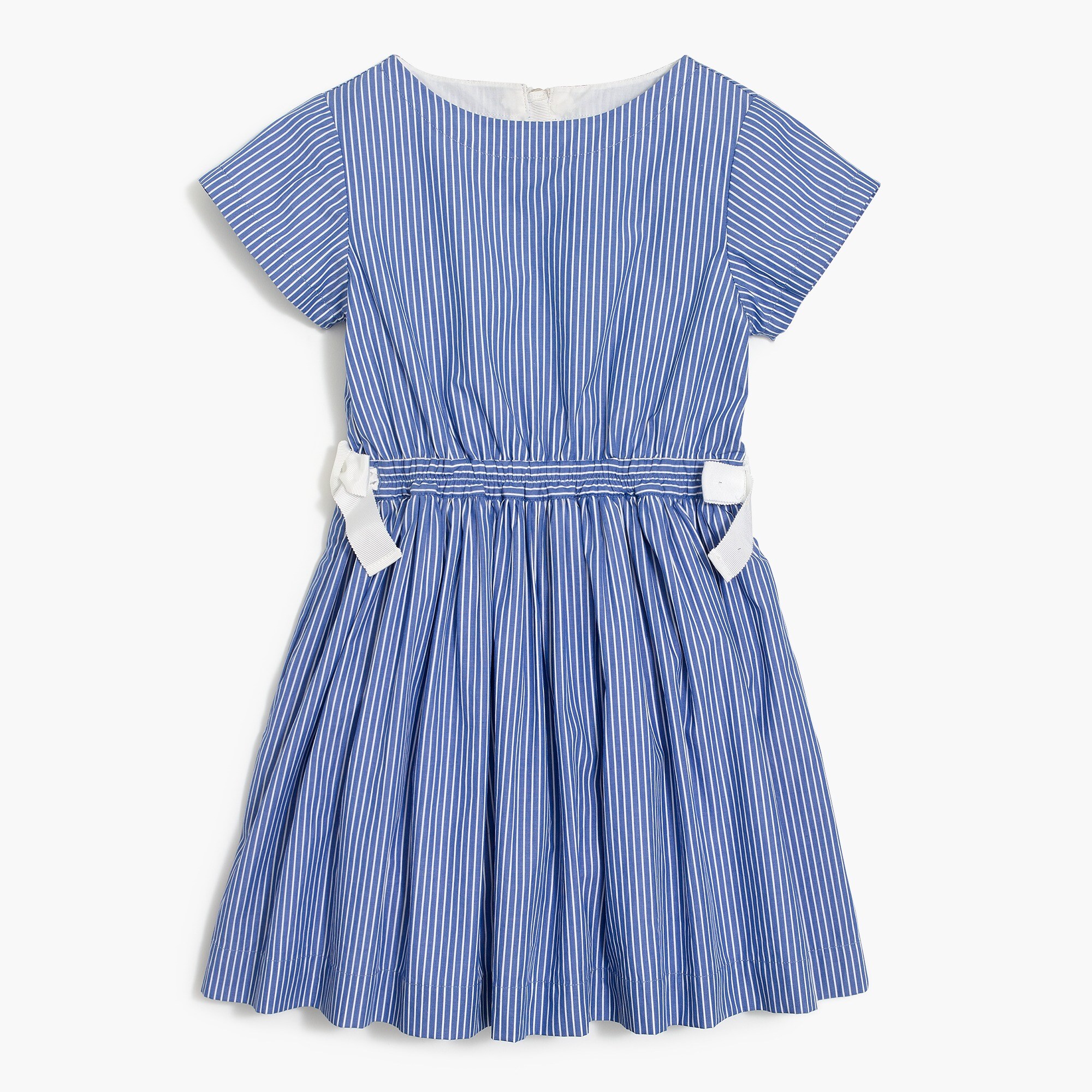 Girls' short-sleeve stripe dress with tie waist