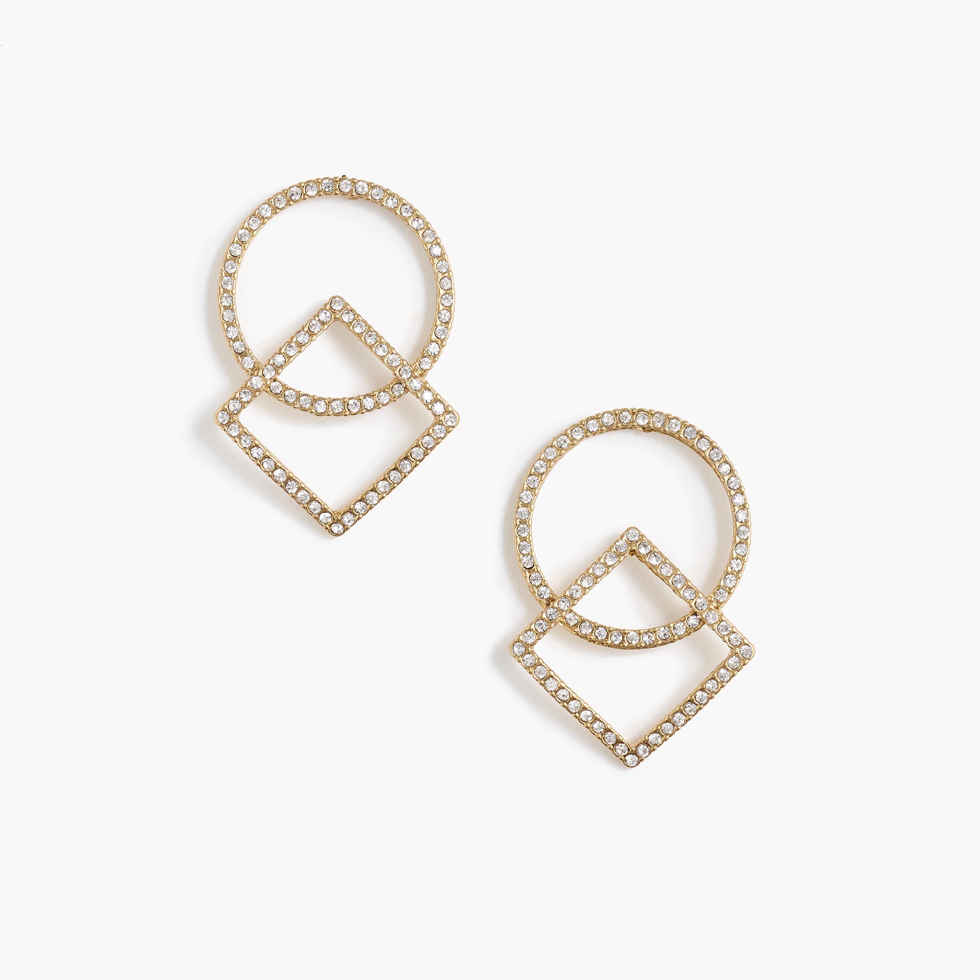 Pavé circle and square earrings