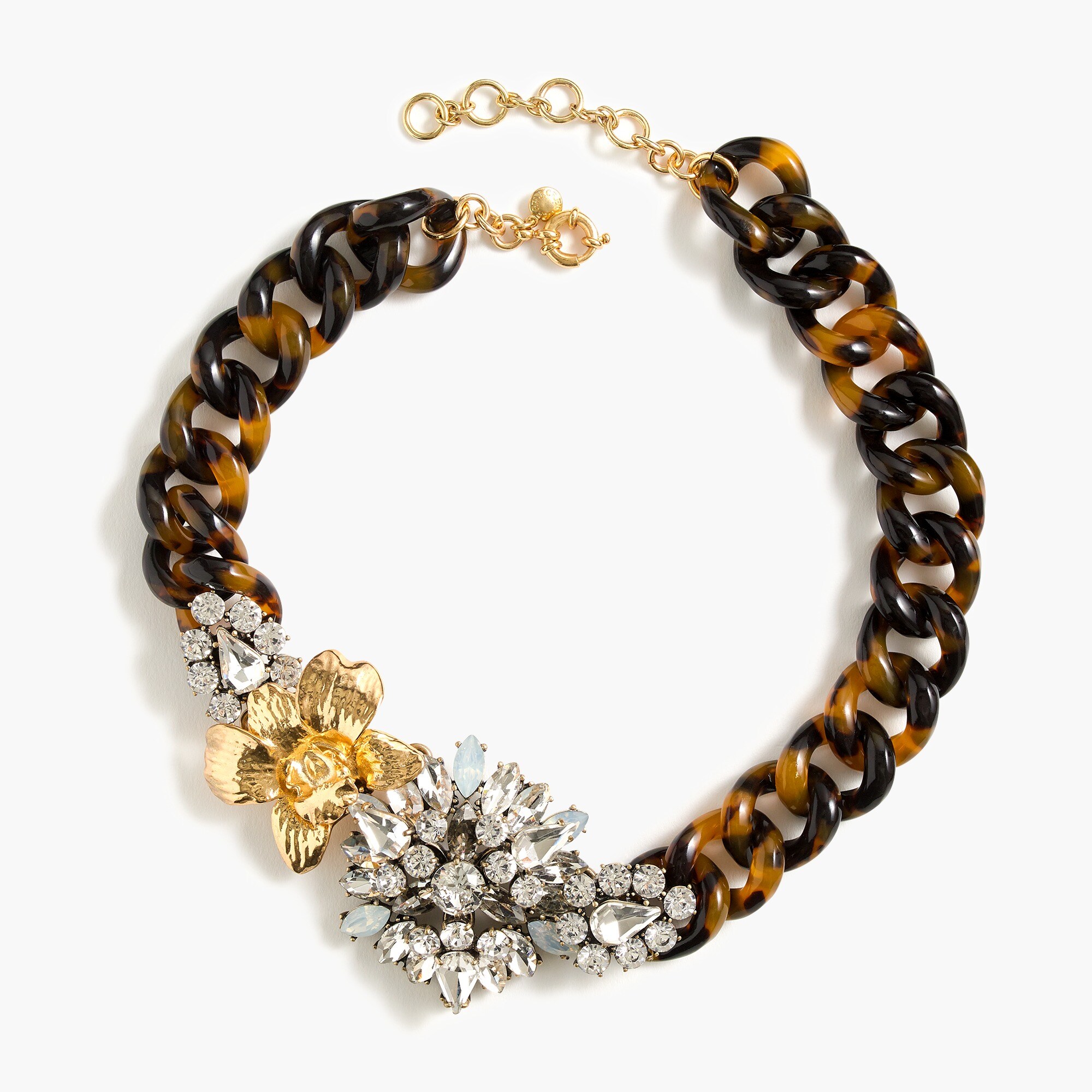 Tortoise and crystal flower necklace