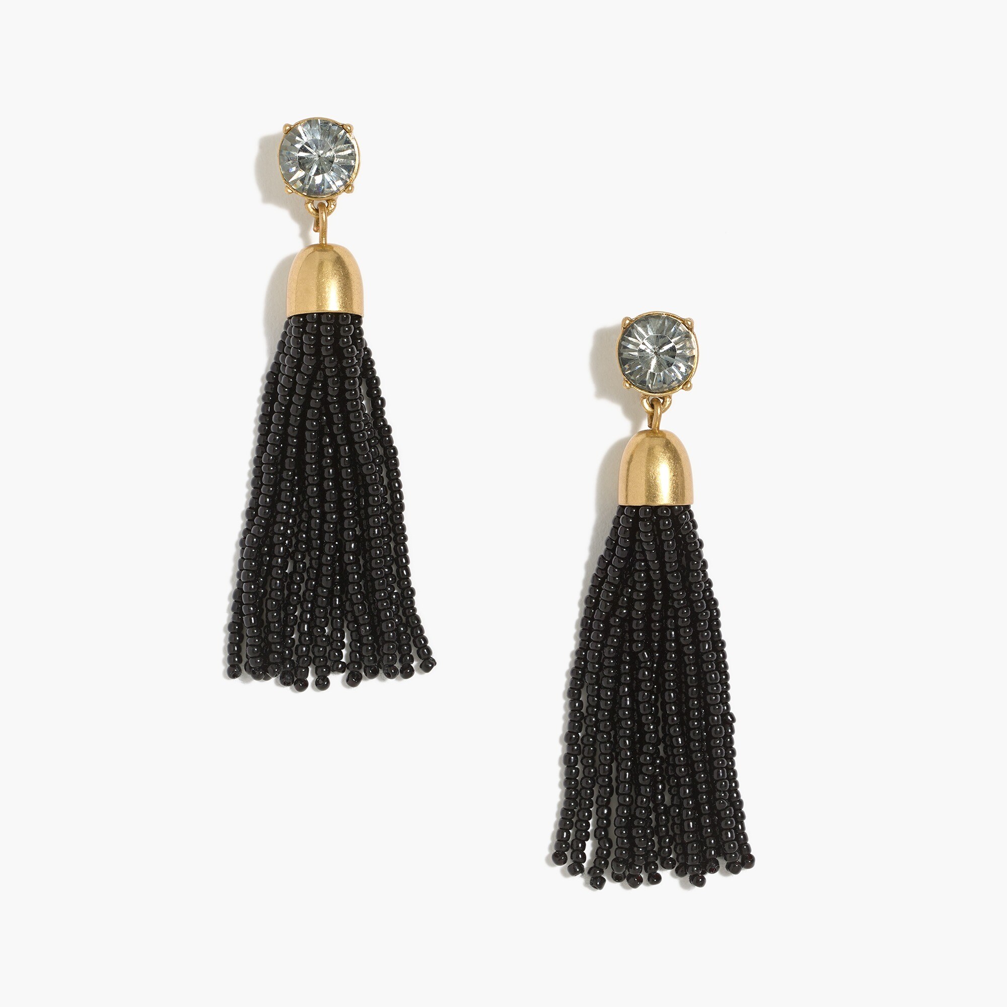 Crystal beaded tassel earrings