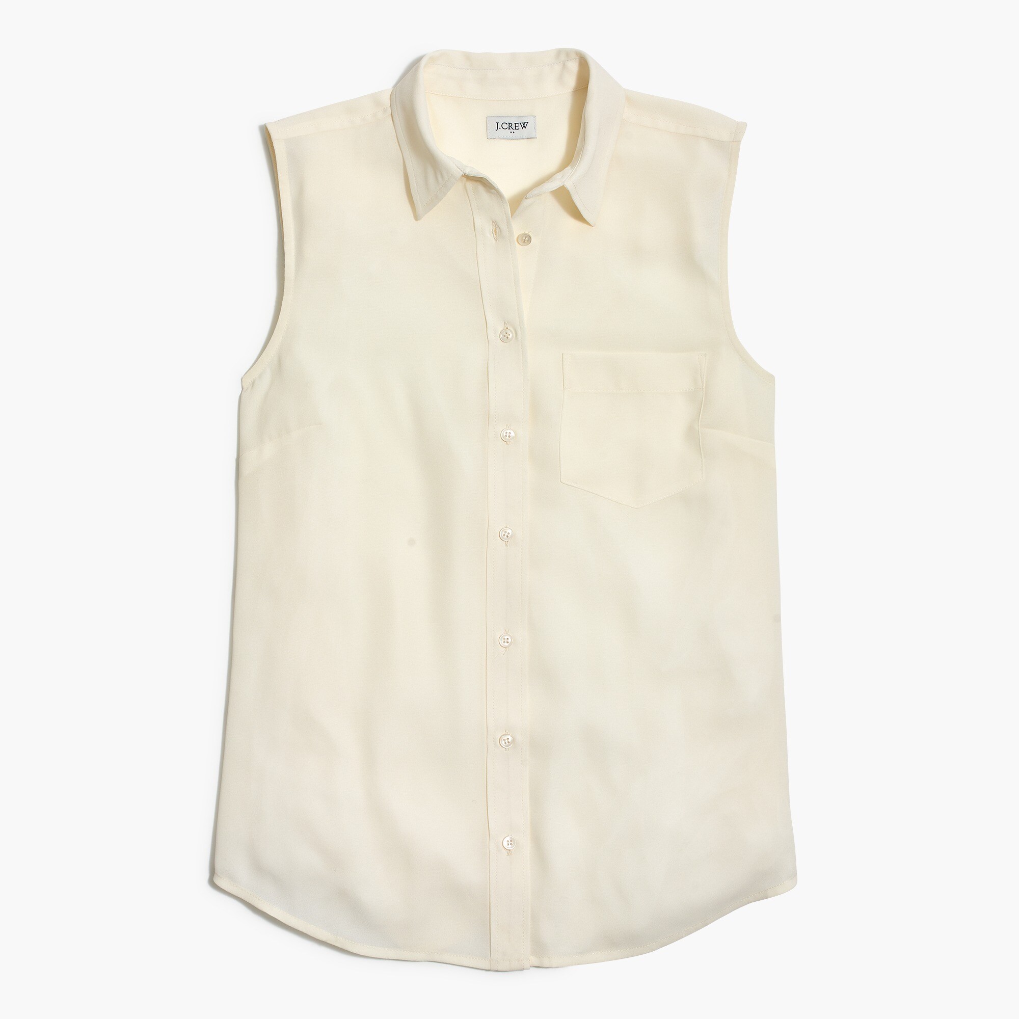 Silky sleeveless button-up shirt