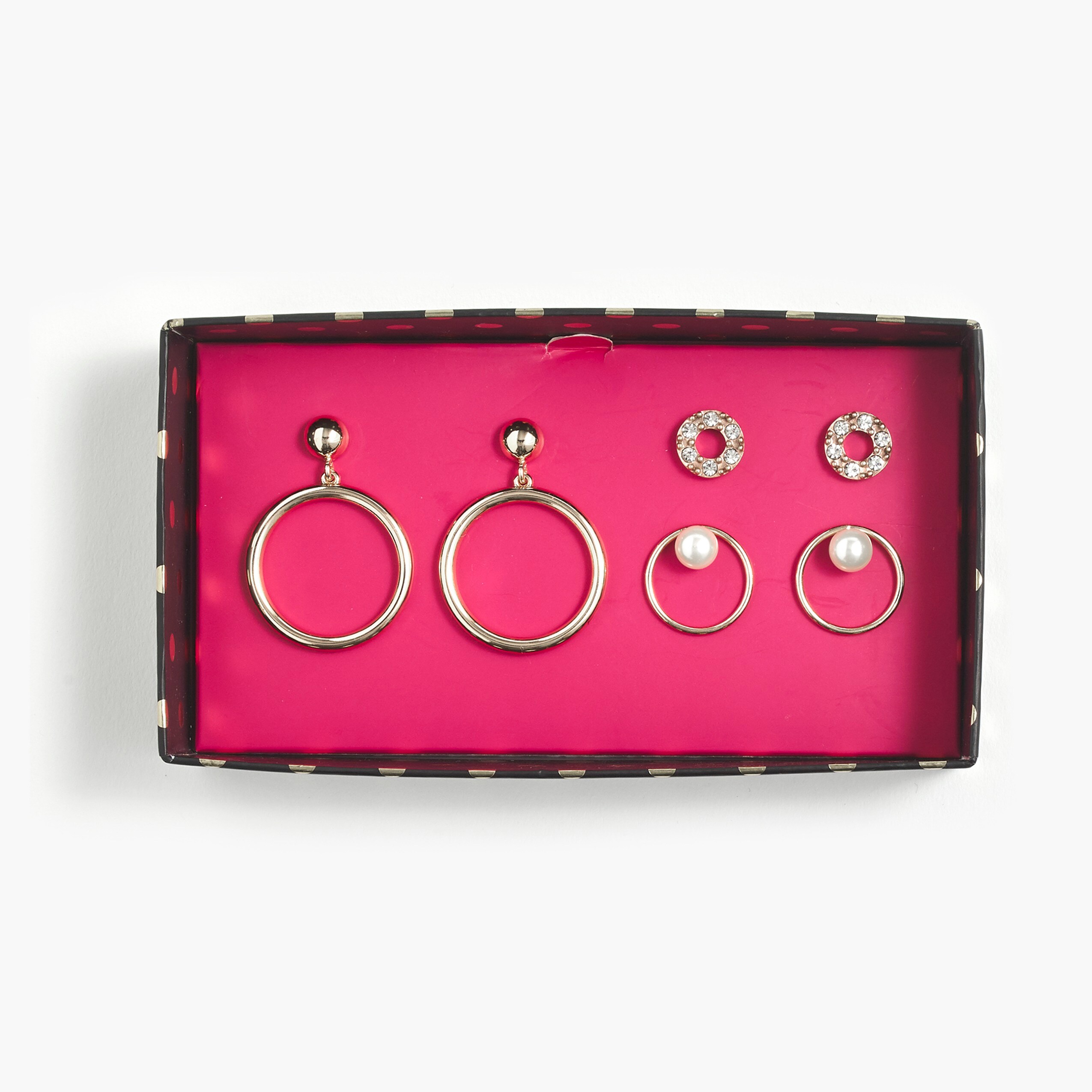 Gold circle earrings gift box set