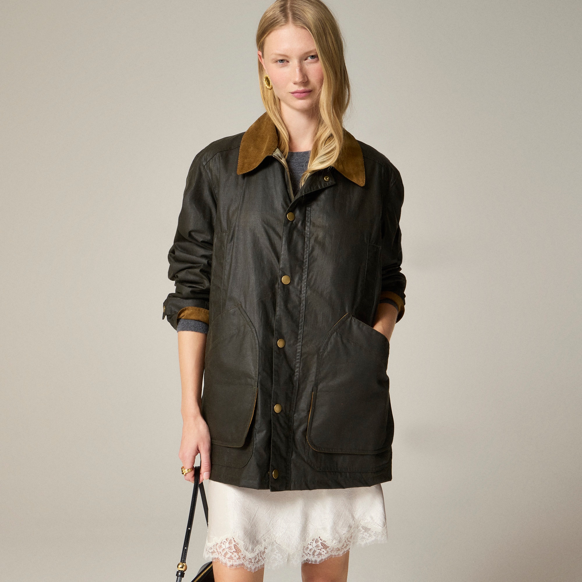 womens Barbour&reg; X J.Crew Barn Jacket&trade; in waxed cotton