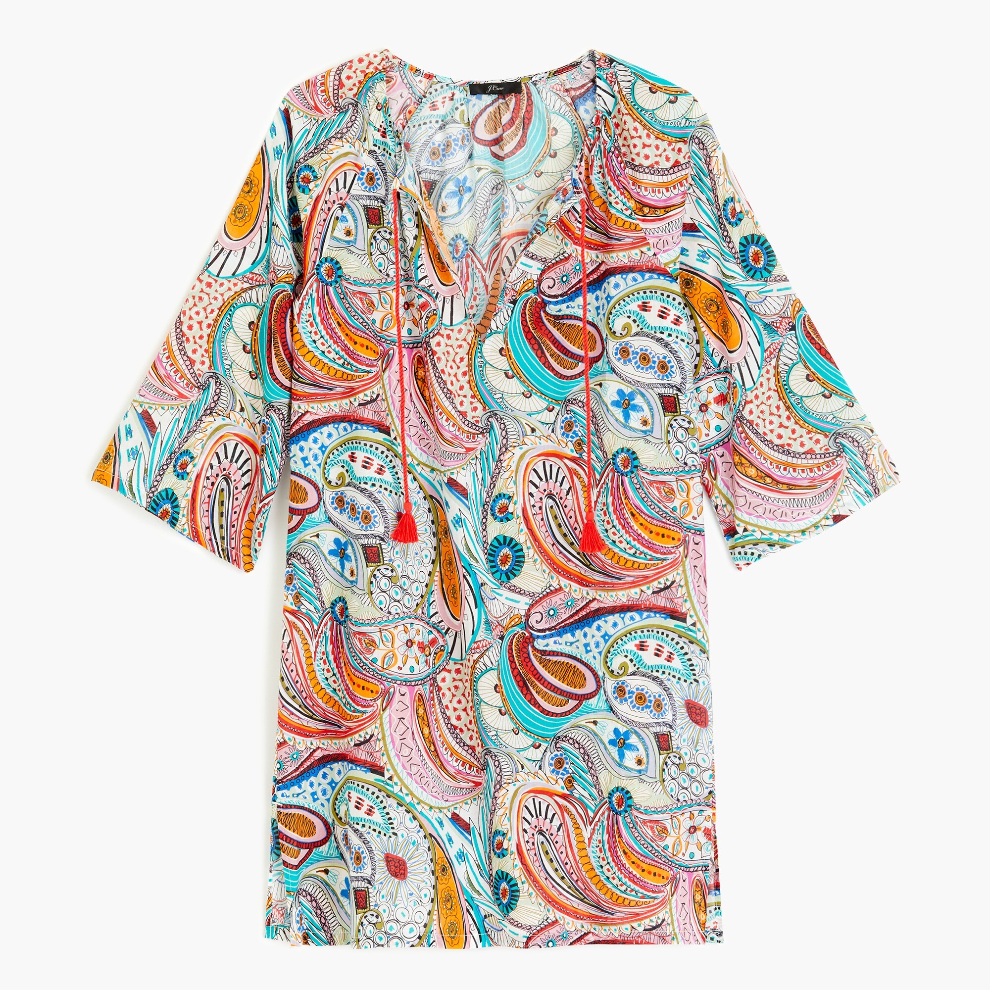 tassel-tie beach tunic in floral - women's swimwear, right side, view zoomed